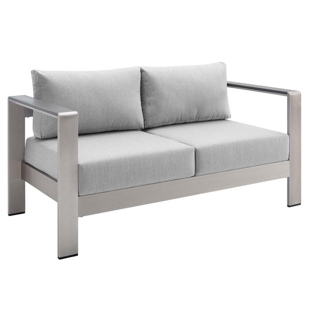 Gray Aluminum Outdoor Loveseat with Sunbrella Fabric