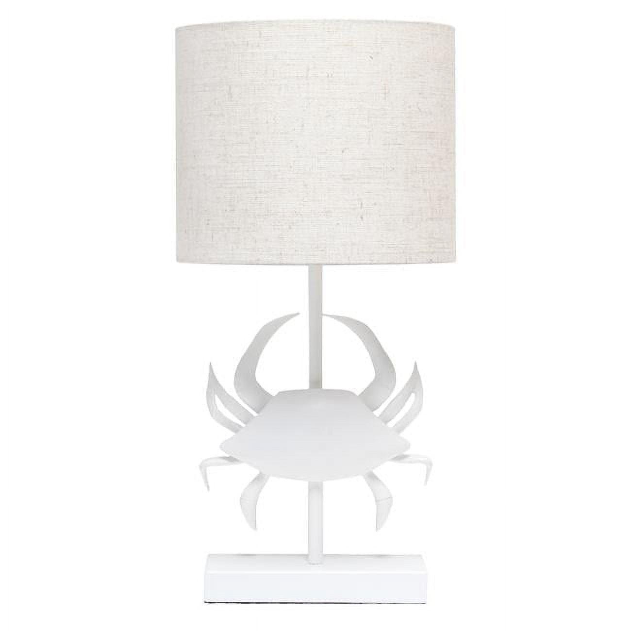 Simple Designs 18.25" Shoreside Tall Coastal Pinching Crab Shaped Bedside Table Desk Lamp White: Nautical Decor, ETL Listed