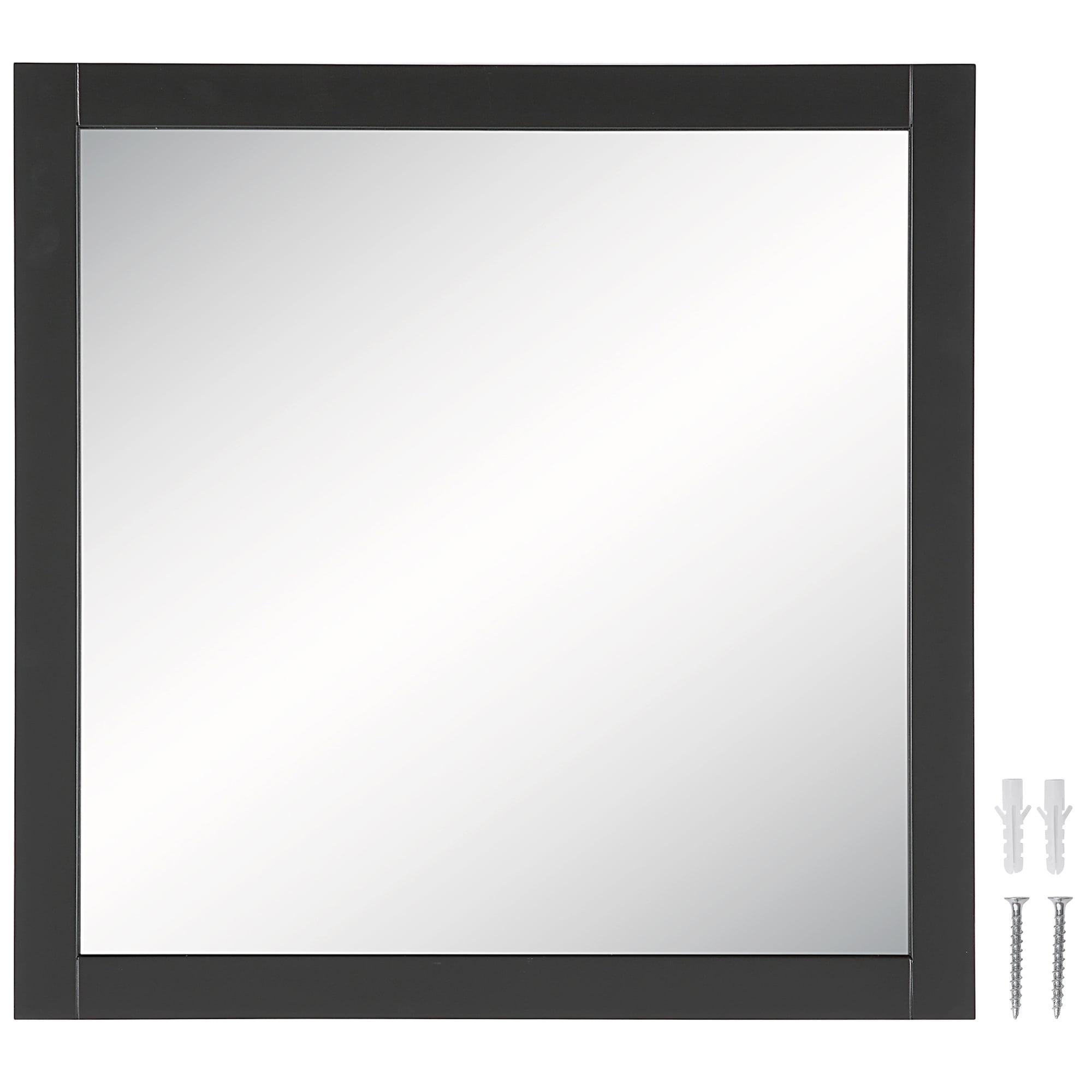 Shorewood Square Bathroom Mirror, 30" H x 30" L, Soft Matte Black, Solid Wood Framed, Decorative Vanity or Entryway Accent – Design House, 589655