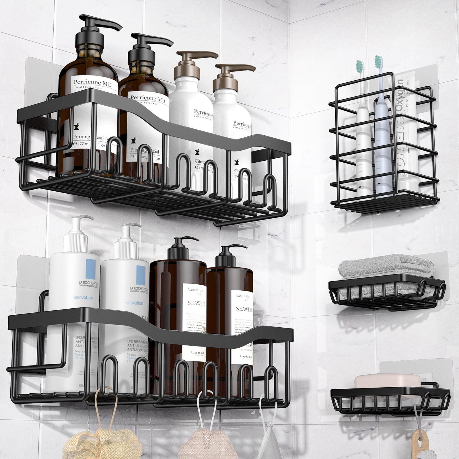 Black Stainless Steel 5-Pack Rectangular Shower Caddy Set