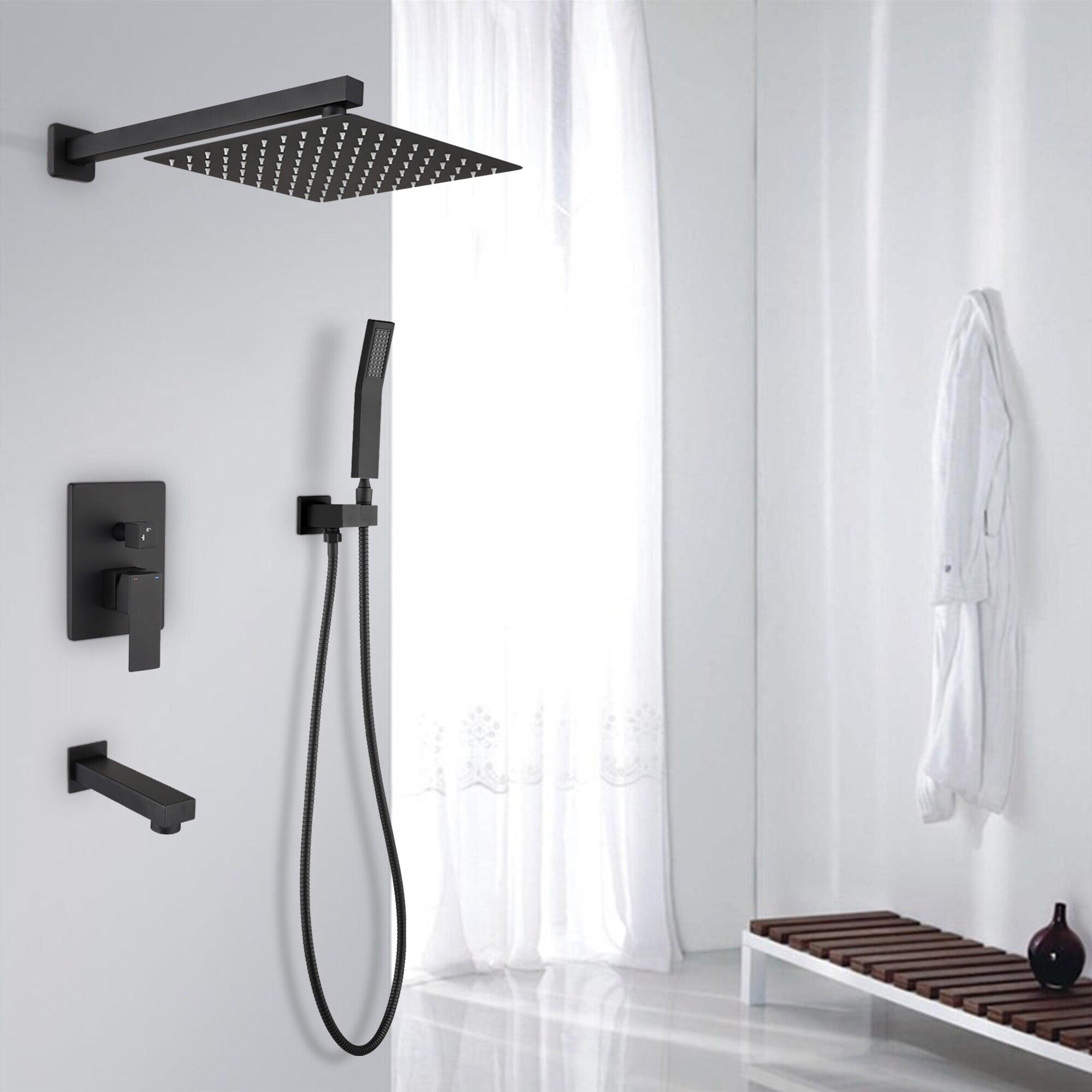 Matte Black 12" Rain Shower System with Handheld