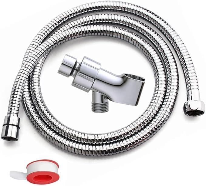 79-Inch Chrome Stainless Steel Expandable Shower Hose with Holder