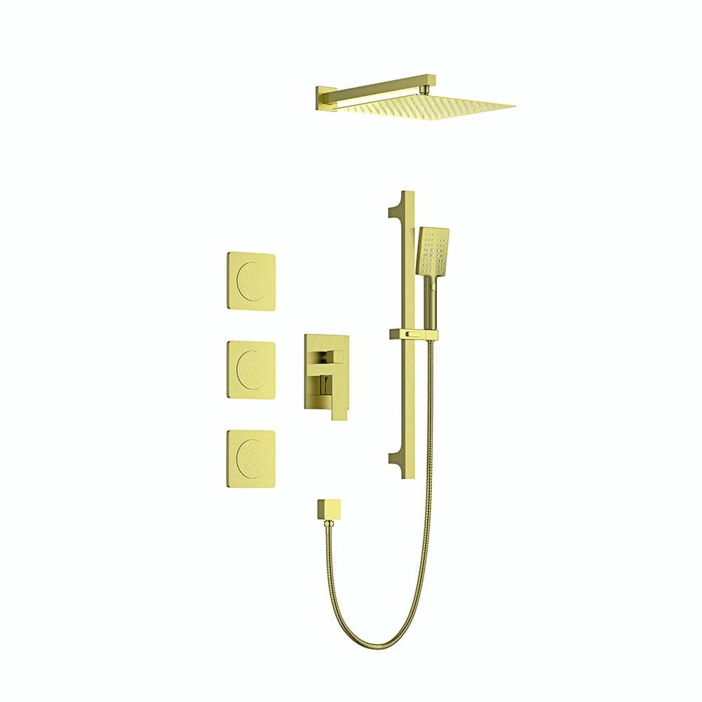 Brushed Gold Dual Shower System with Handheld and Body Sprays