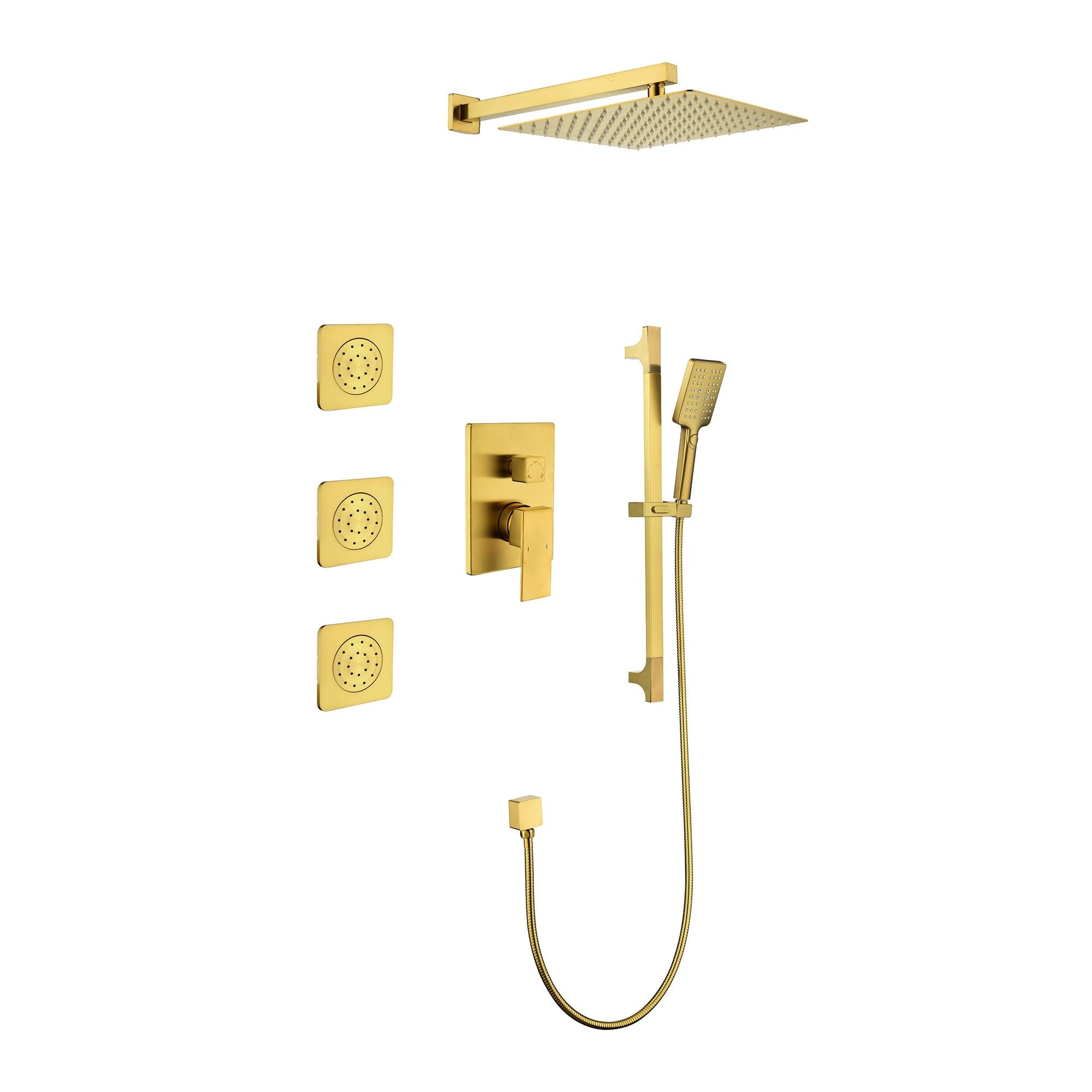 Brushed Gold Dual Shower System with Handheld and Body Sprays