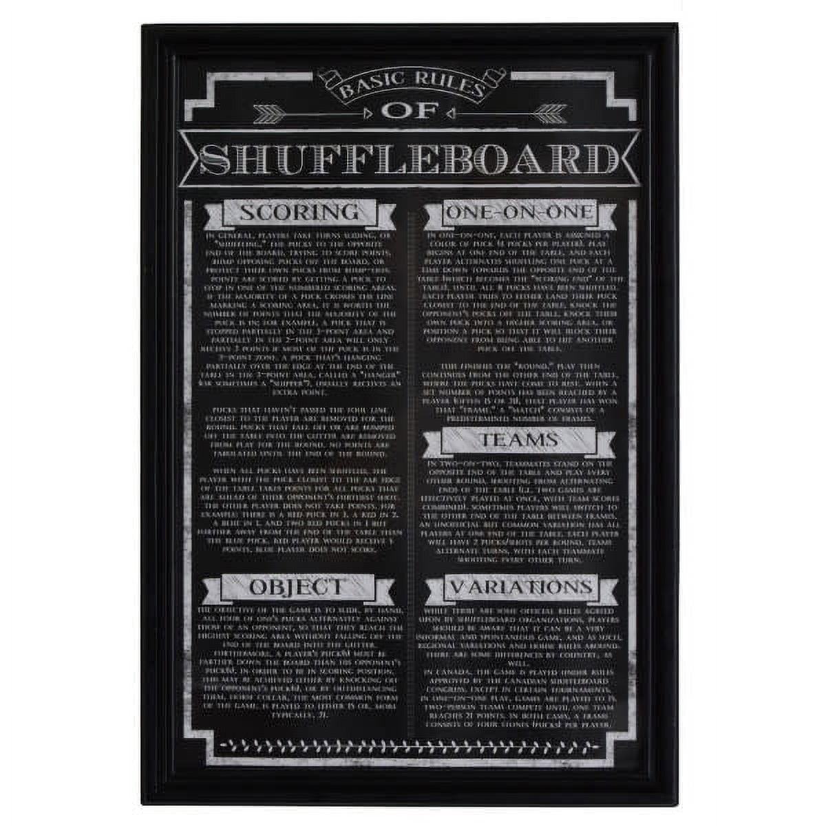 Shuffleboard Game Rules Framed On Wood Print