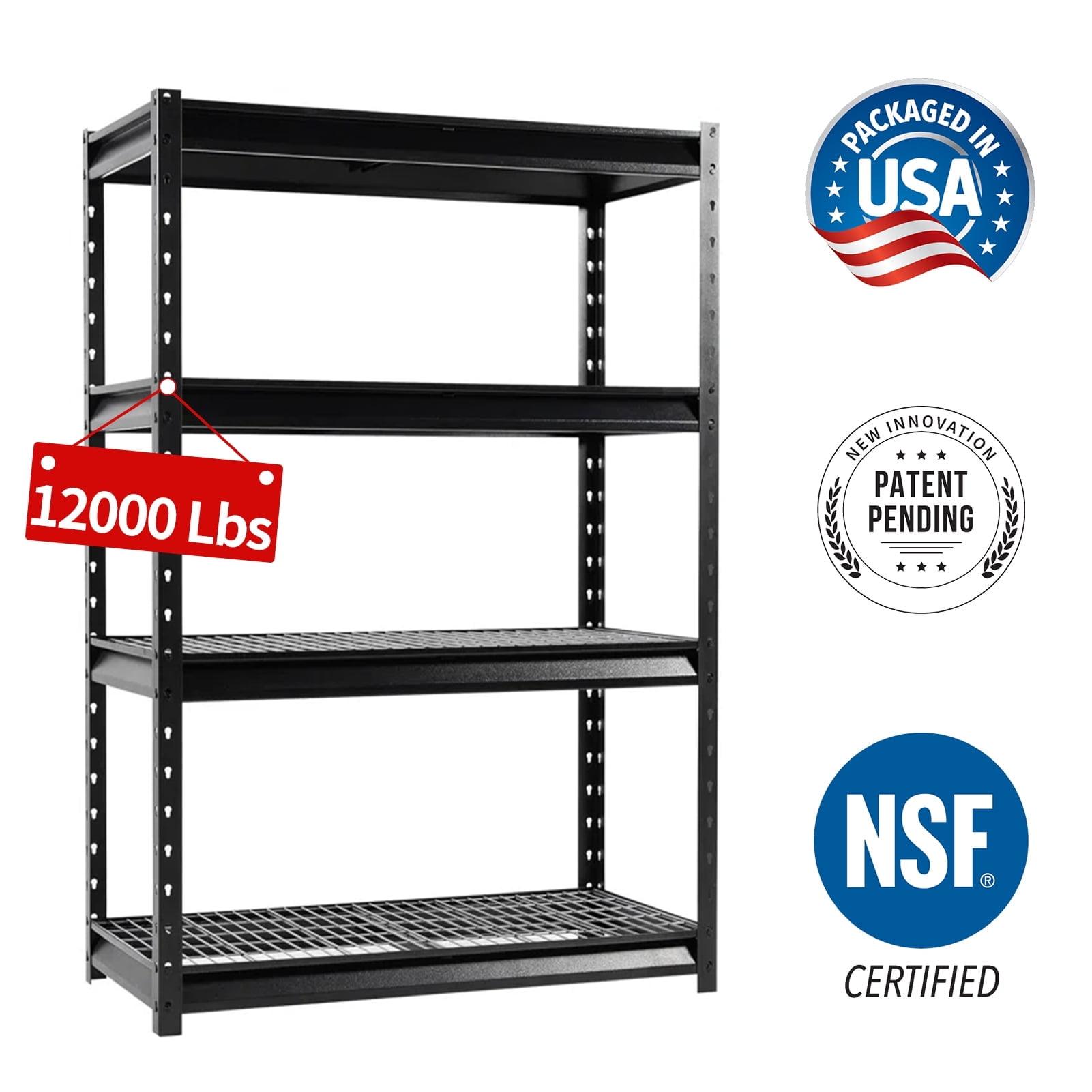 Atlas Black Heavy Duty 4-Tier Adjustable Metal Garage Shelving Unit