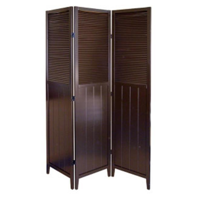 Espresso 3-Panel Solid Wood Folding Room Divider