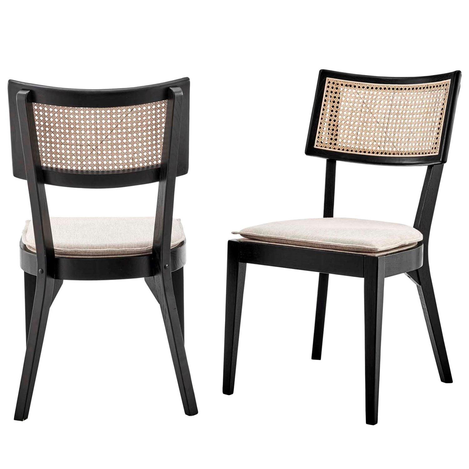 Caledonia Wood Dining Chair Set of 2, Black Beige