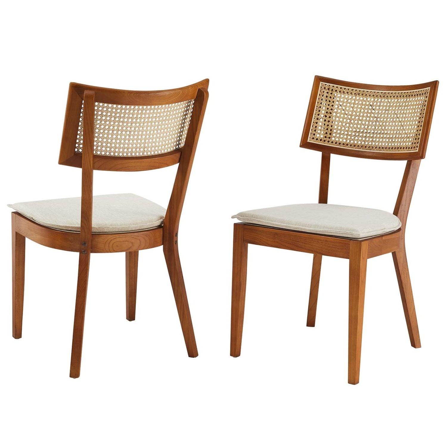 Modway Caledonia Fabric Upholstered Wood Dining Chair Set of 2