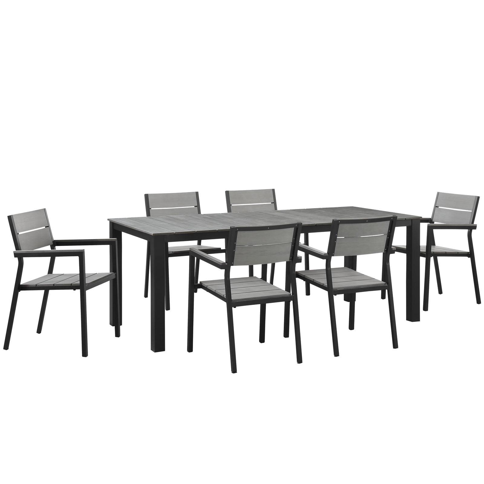 Maine 7-Piece Brown and Gray Outdoor Dining Set