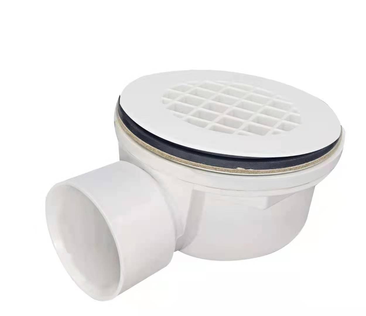 White PVC 1.5" Side Outlet Shower Drain Assembly