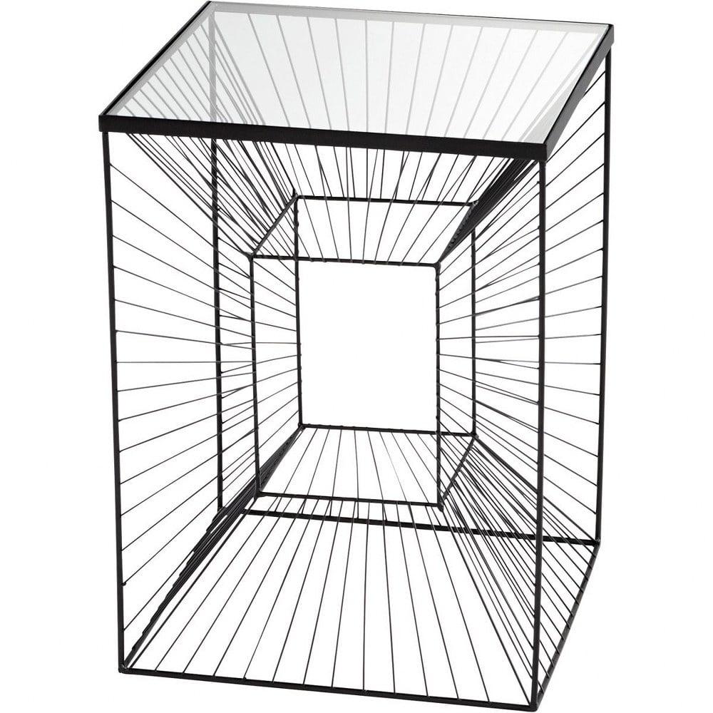 Enchantment Modern Black Metal and Glass Square Side Table