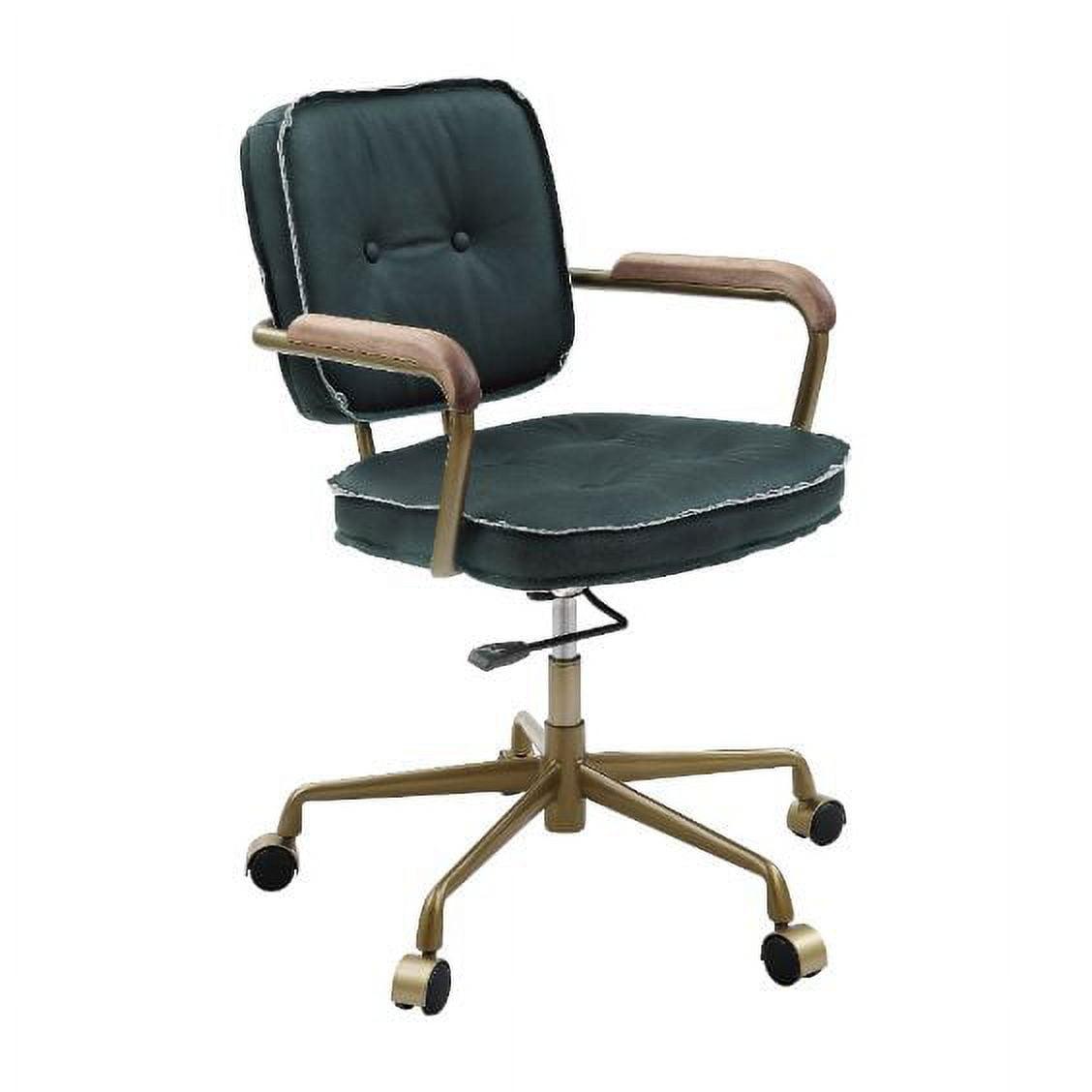 Emerald Green Top Grain Leather Task Chair with Metal Base