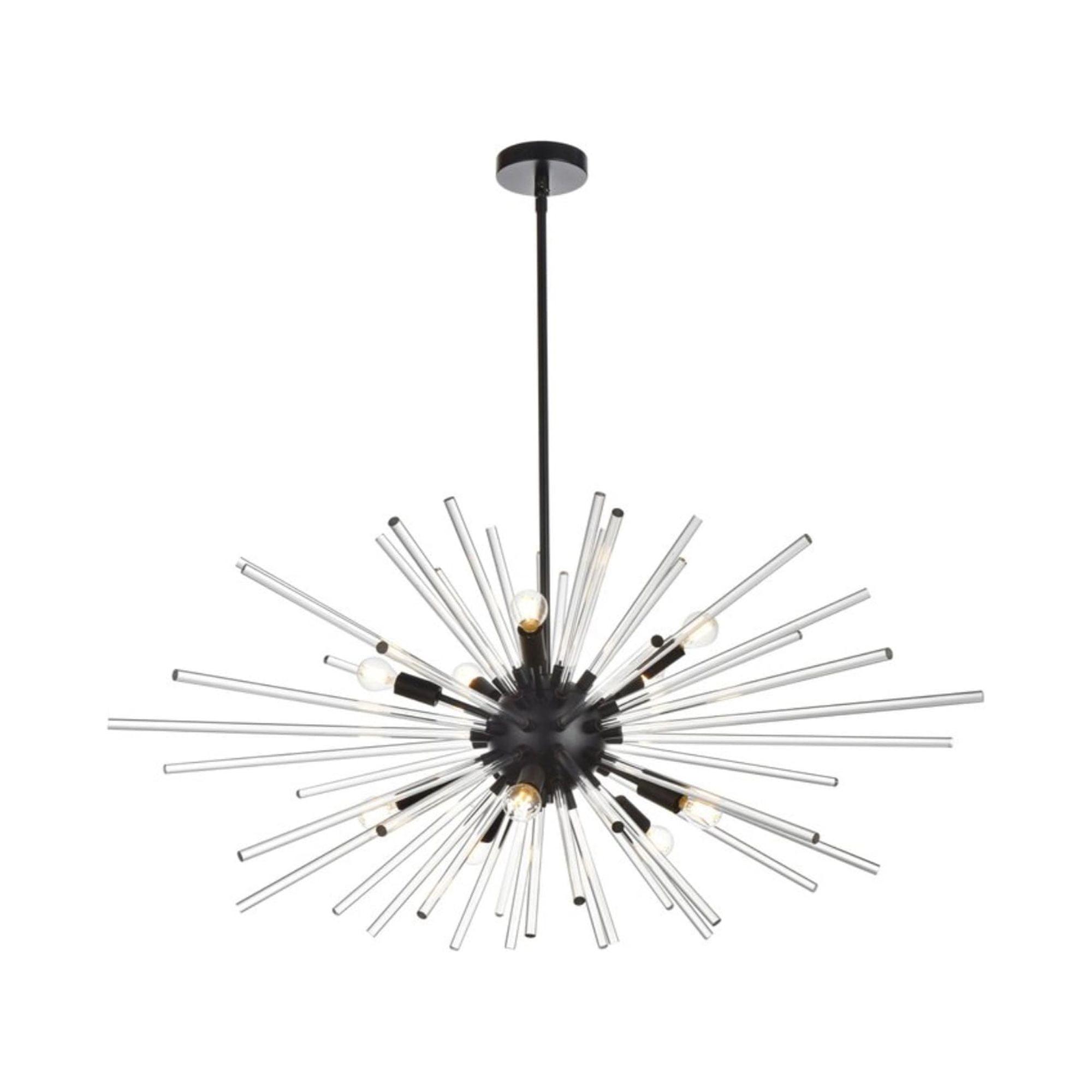 Sienna Black Crystal Rod 10-Light Pendant