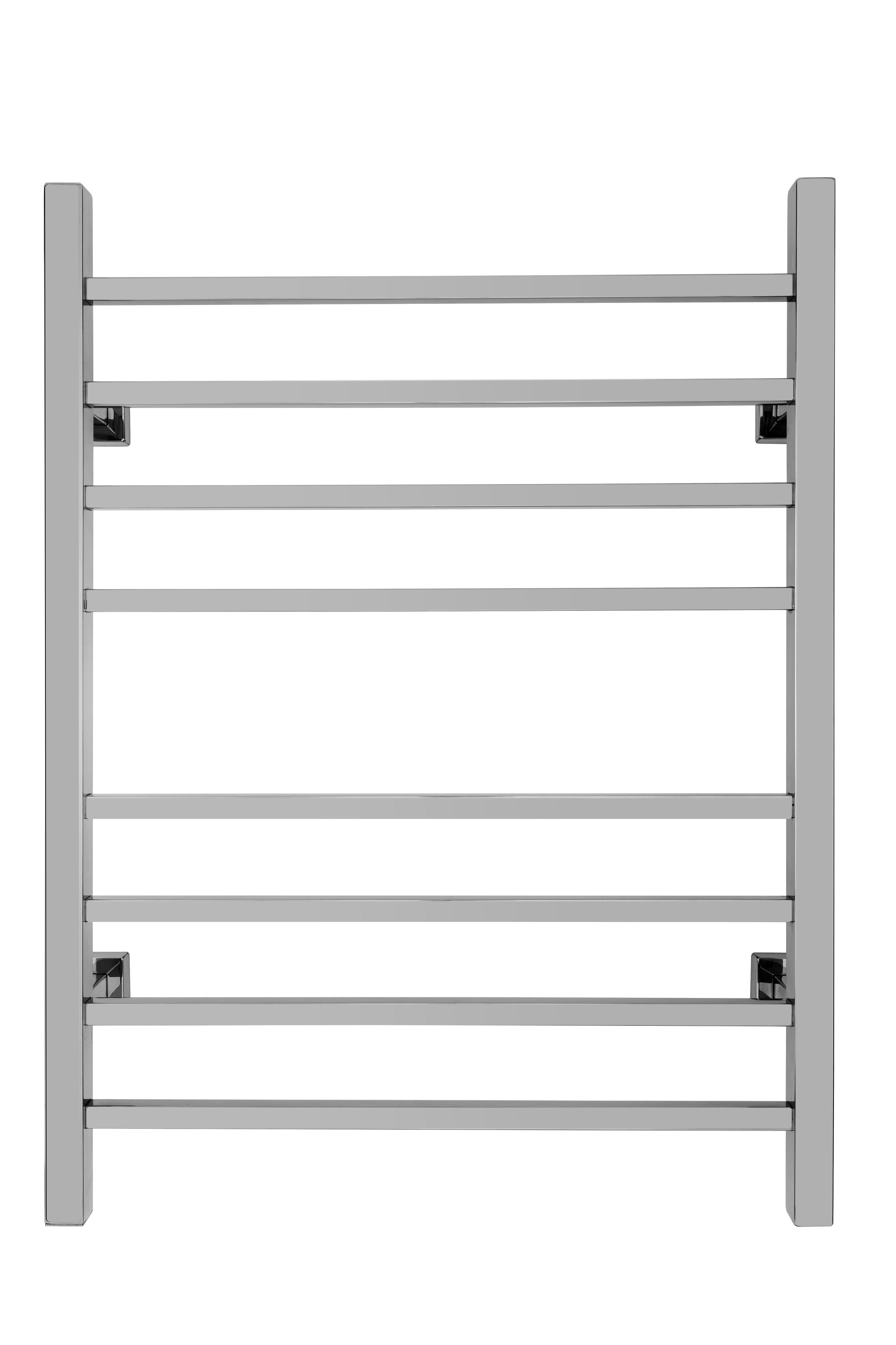 Polished Stainless Steel Wall-Mounted Towel Warmer with 8 Bars