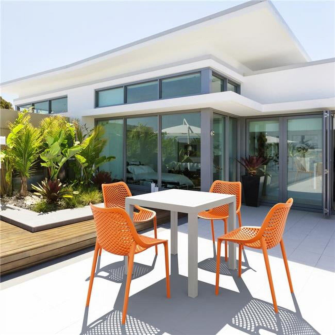 Siesta Air 4-Person White Square Dining Set with Orange Chairs