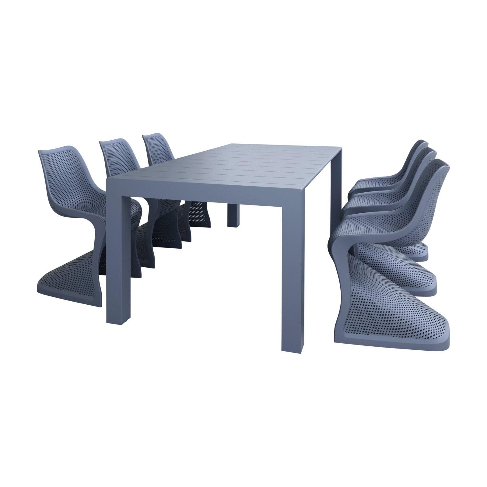 Siesta Bloom 118'' Dark Gray Extendable Outdoor Dining Set for 6