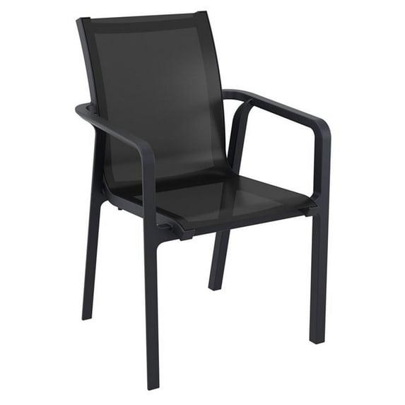 Siesta Pacific Sling Arm Chair Black Frame Black Sling, Set of 2