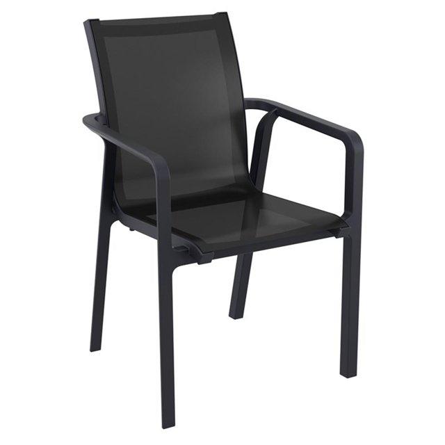 Siesta Pacific Sling Arm Chair Black Frame Black Sling, Set of 2