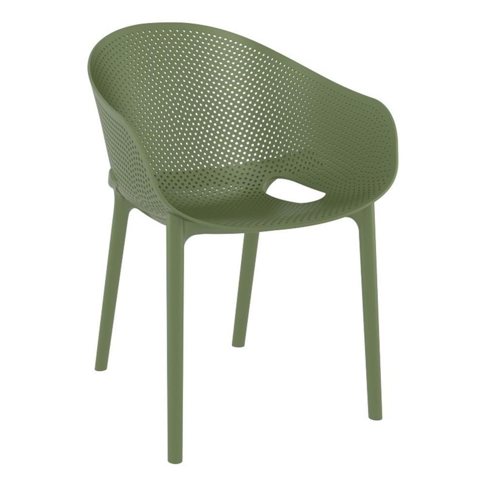 Olive Green Midcentury Polypropylene Dining Chair