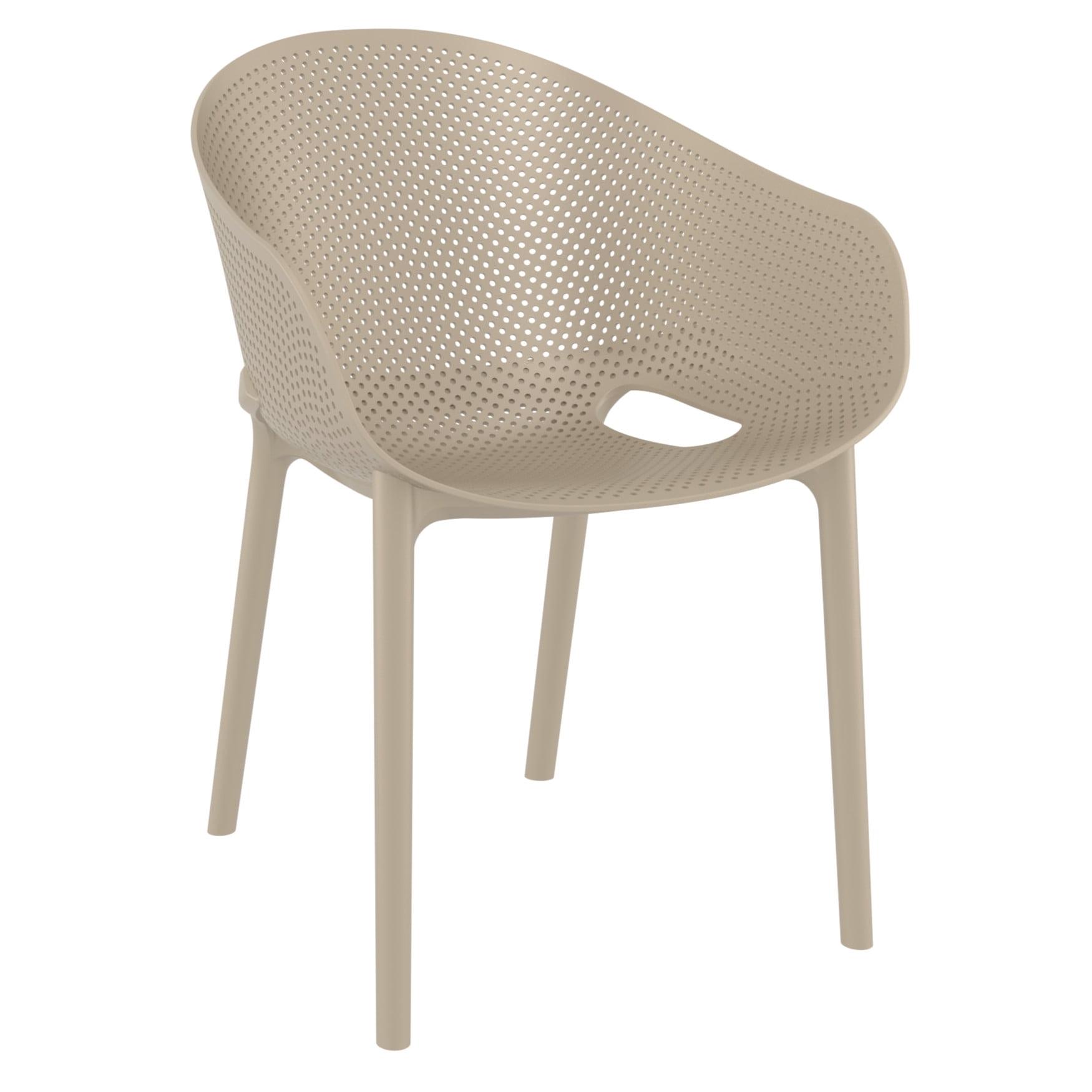 Elegant Taupe Resin Stacking Dining Chair for Outdoor & Indoor