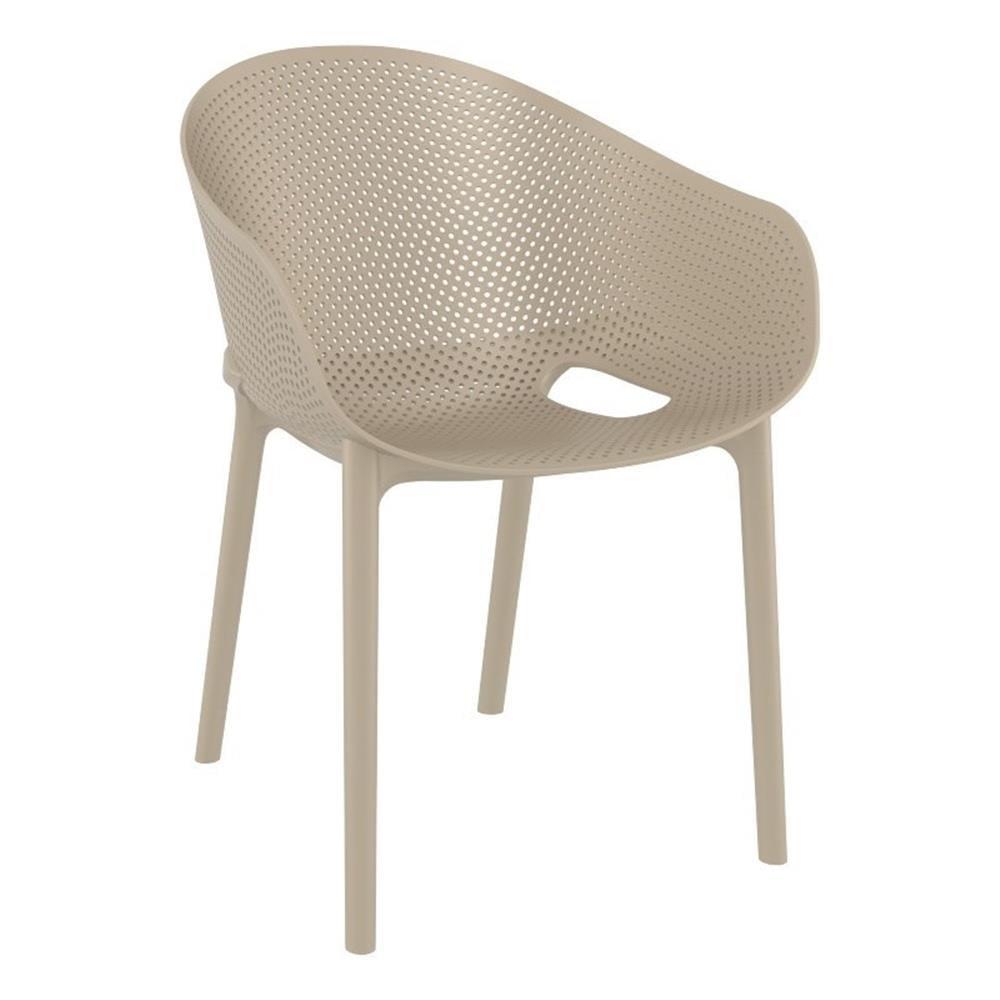 Elegant Taupe Resin Stacking Dining Chair for Outdoor & Indoor