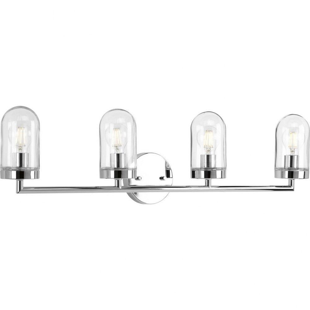 Polished Chrome 4-Light Bath Vanity with Clear Glass Shades