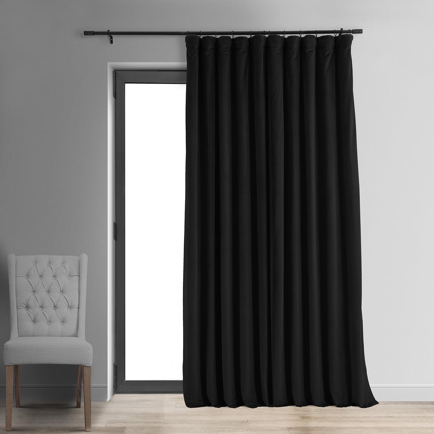 Half Price Drapes Signature Black Extra Wide Velvet Blackout Curtains (1 Panel), 100WX96L