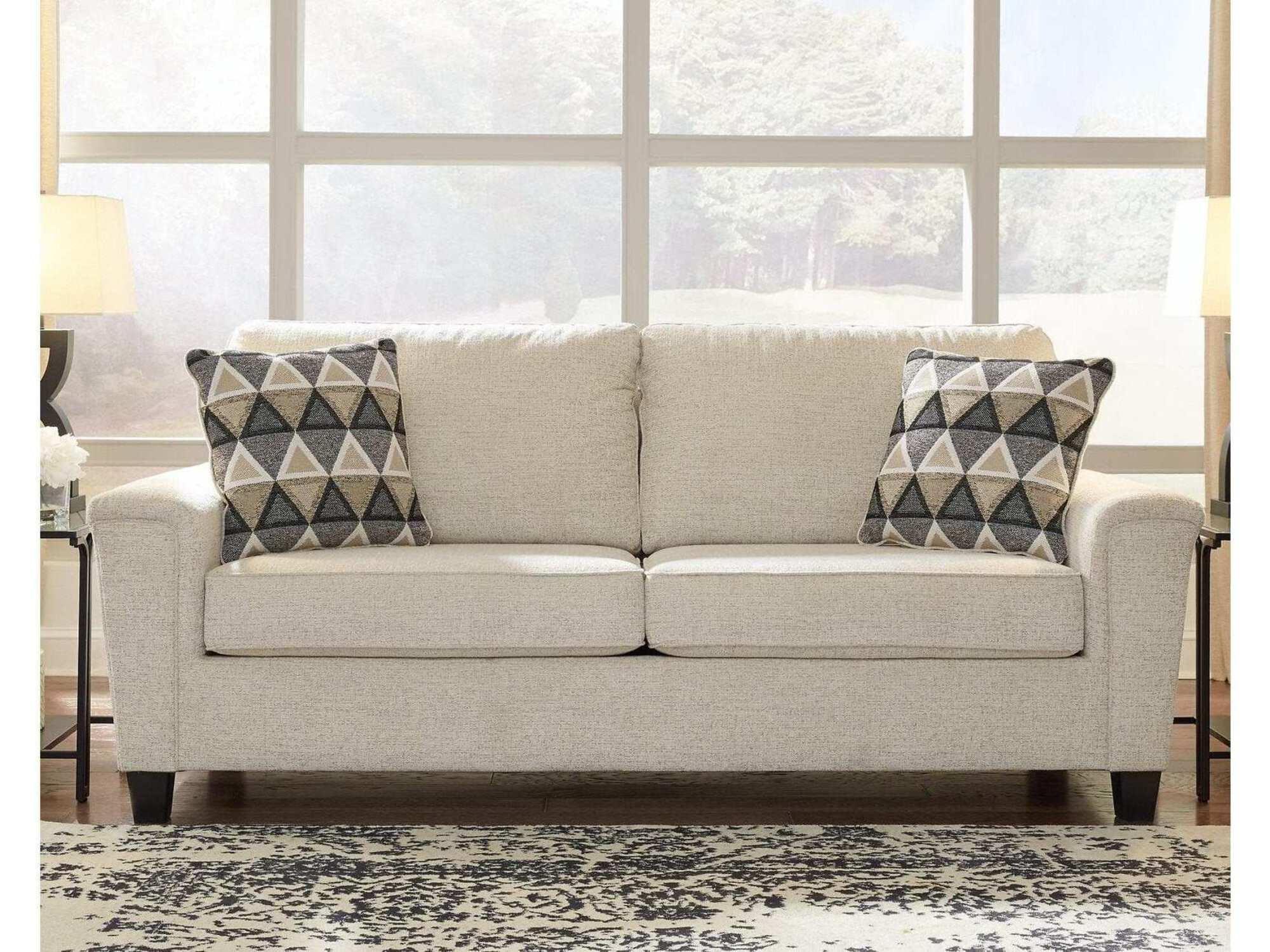 Modern Beige Fabric Sofa with Removable Cushions and Track Arm, 89"