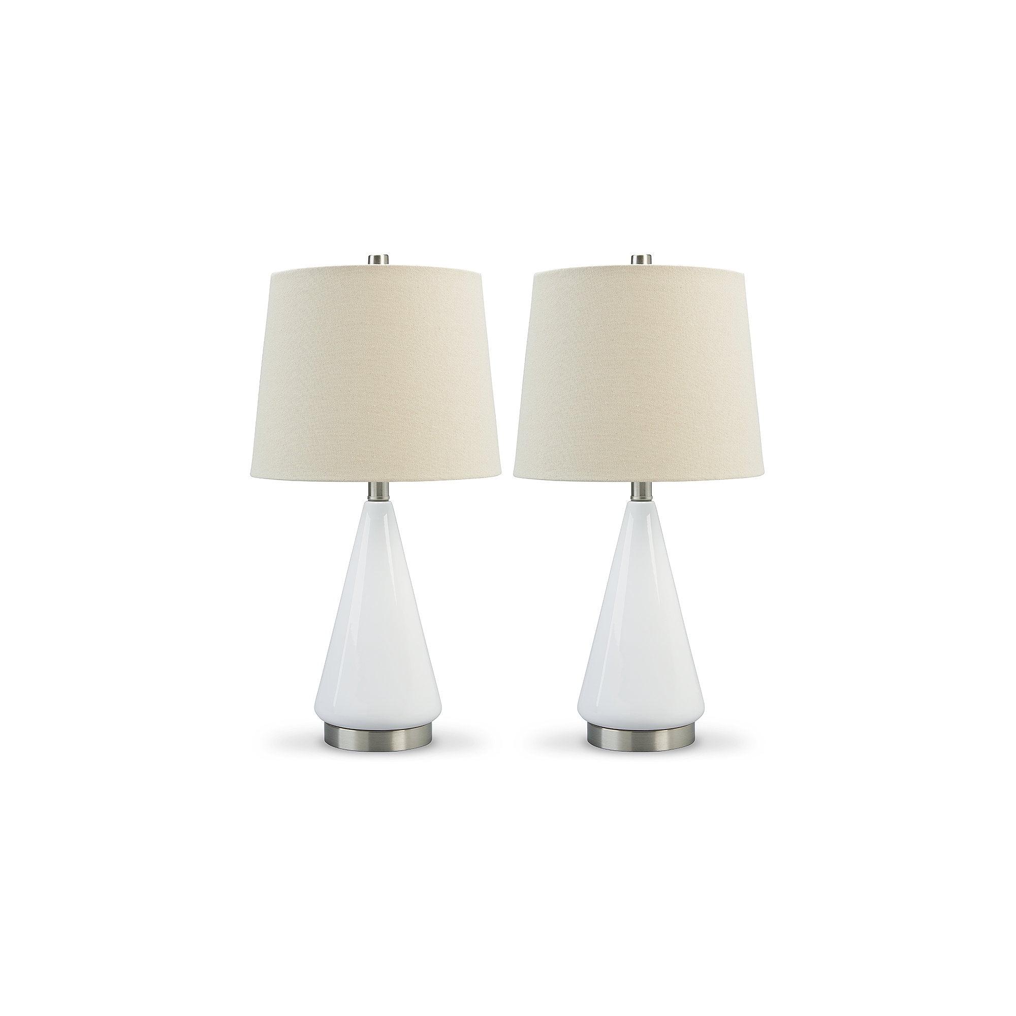 Ackson 22.5" White Ceramic and Silver Table Lamp Set