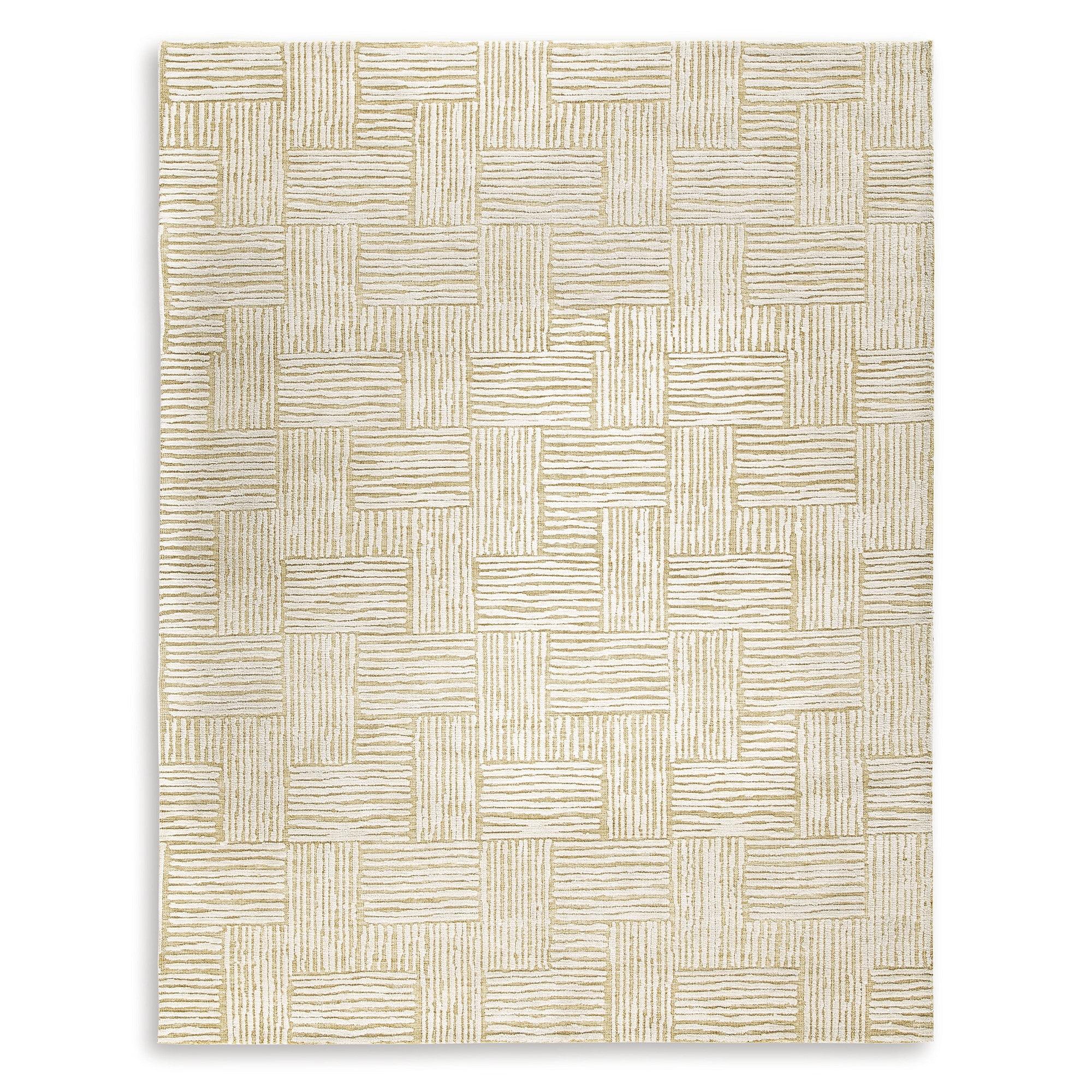 Handmade Beige and Caramel Basket Weave 8' x 10' Rug