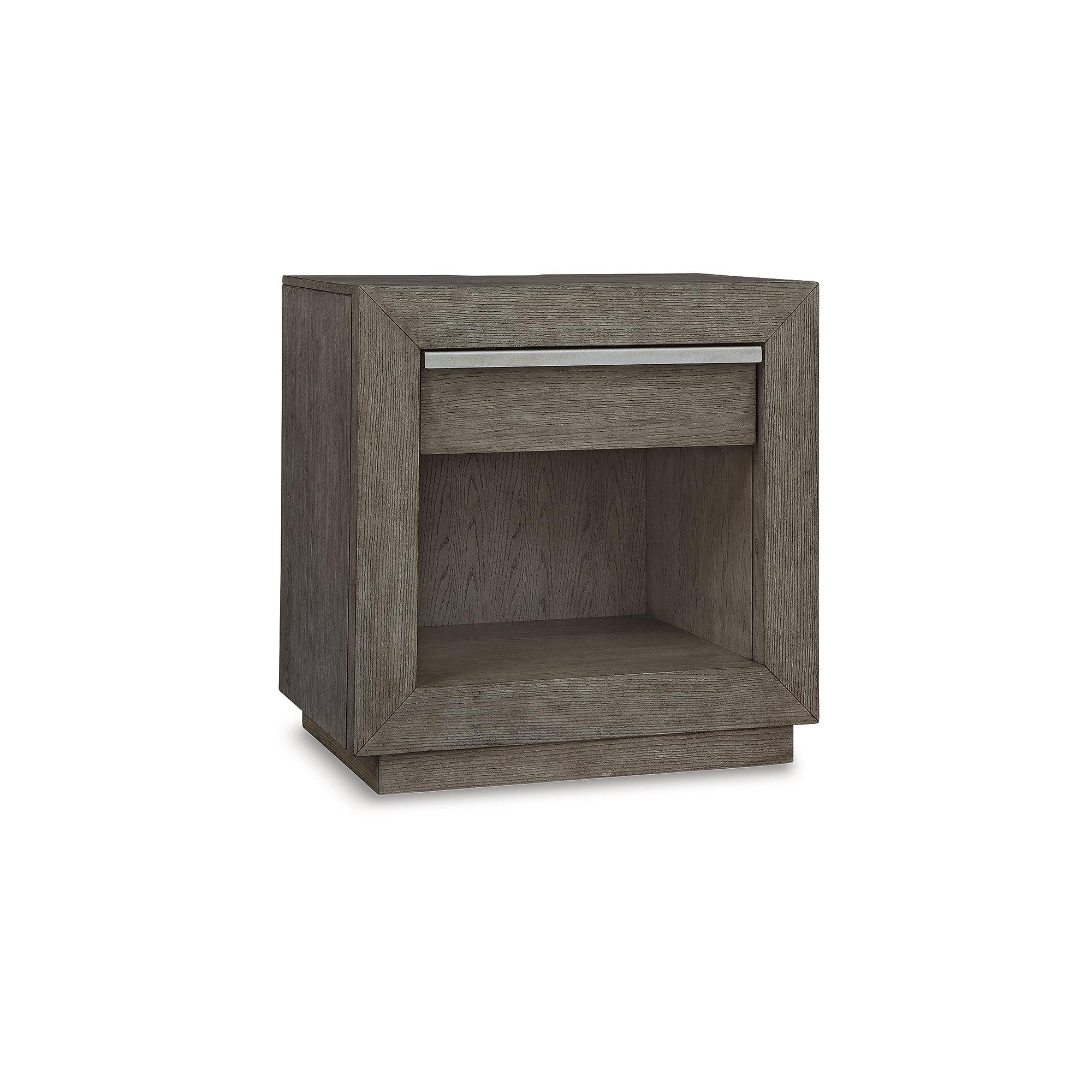 Weathered Gray Modern Nightstand with USB Port and Drawer