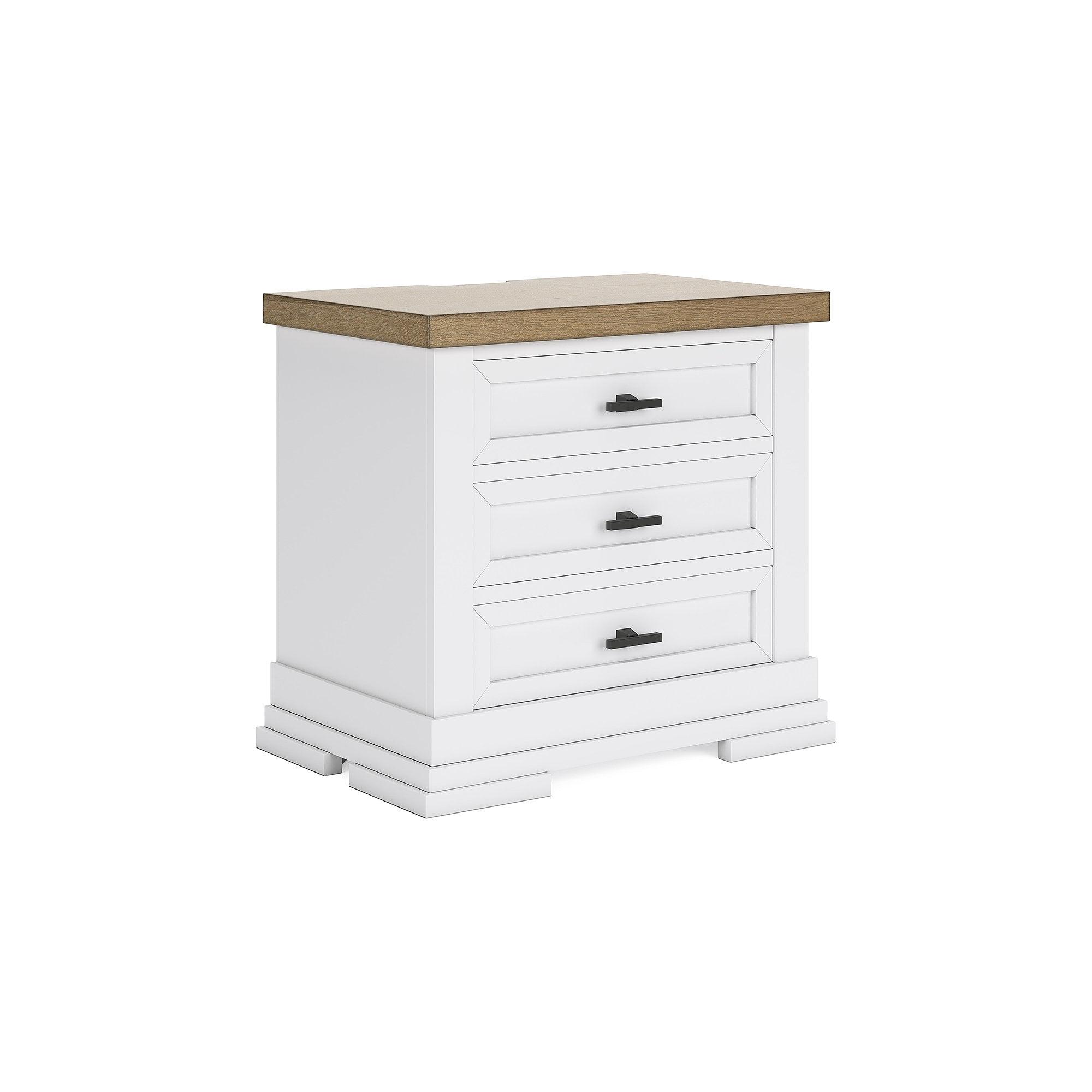 Signature Design by Ashley Ashbryn 3 Drawer Nightstand with USB ports, White