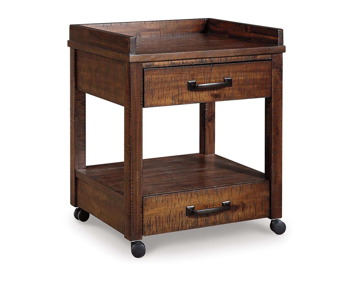 Baldridge Rustic Brown Wood Printer Stand with Storage and Casters