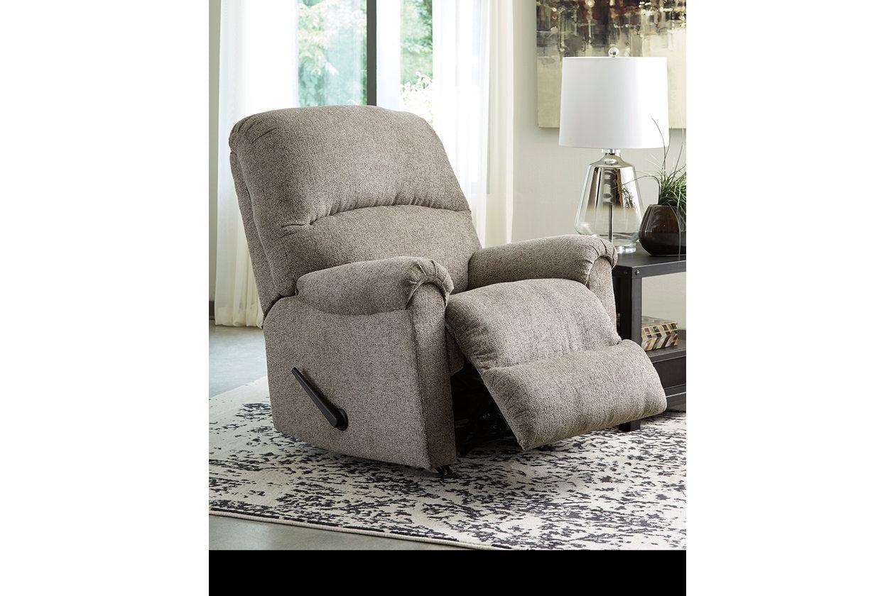 Transitional Platinum Gray 35" Recliner with Tufted Footrest