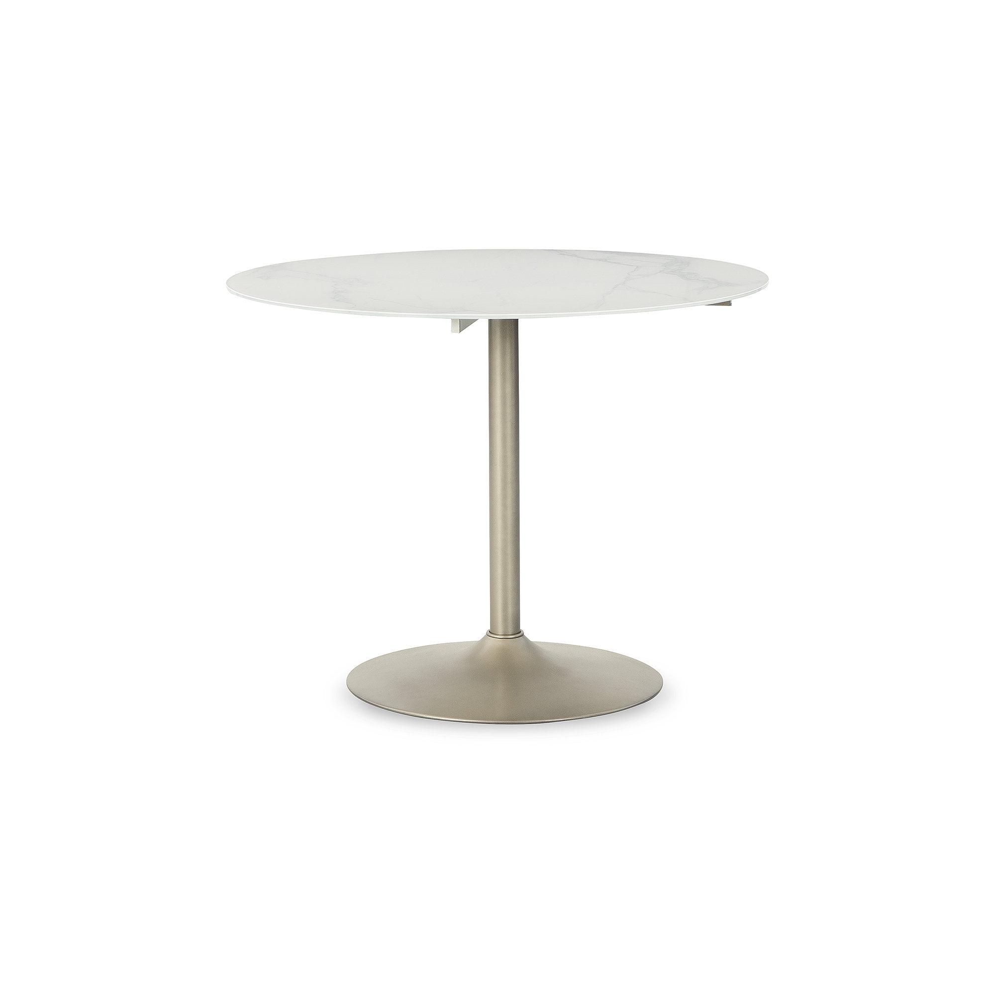 39.5" Round Glass and Gold Dining Table