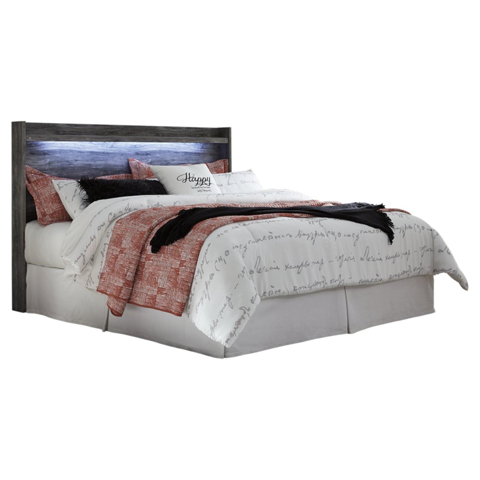 King Smokey Gray Wood Frame Bed with Lighted Headboard