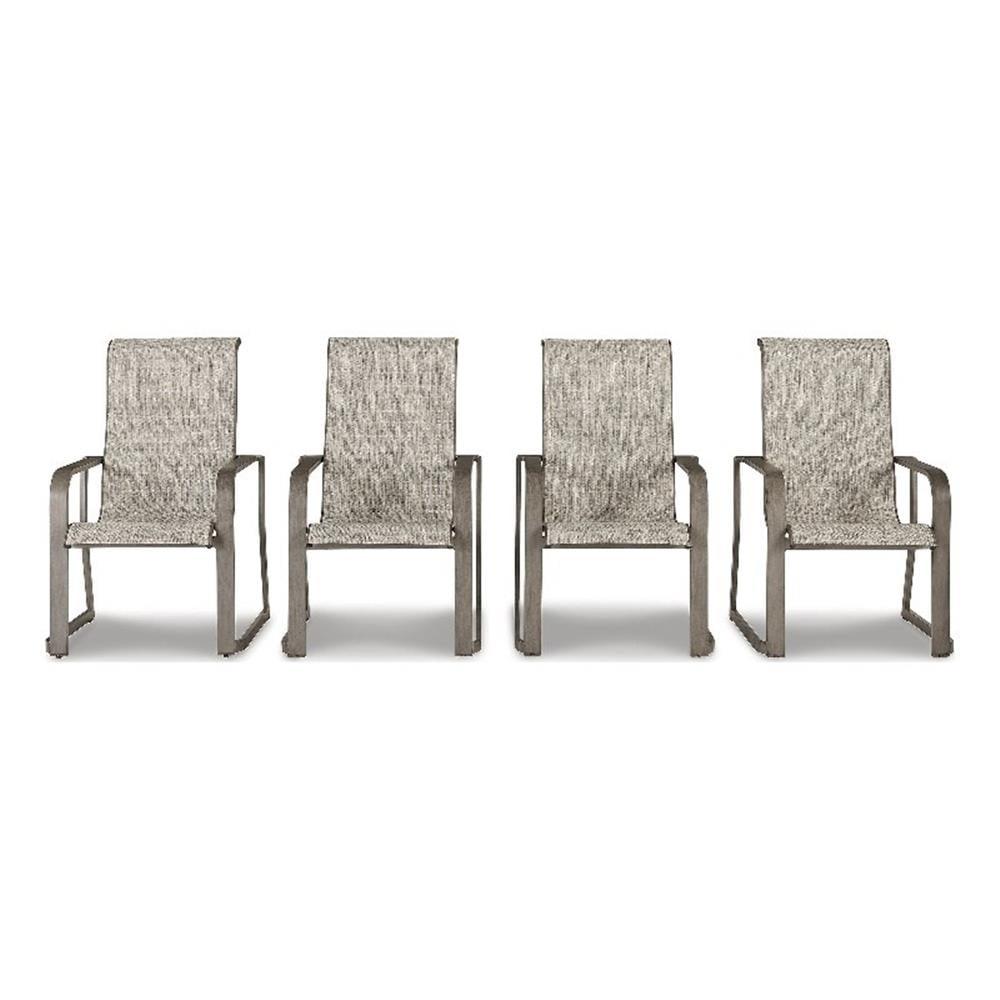 Signature Design by Ashley Beach Front Beige Sling Arm Chair - Set of 4
