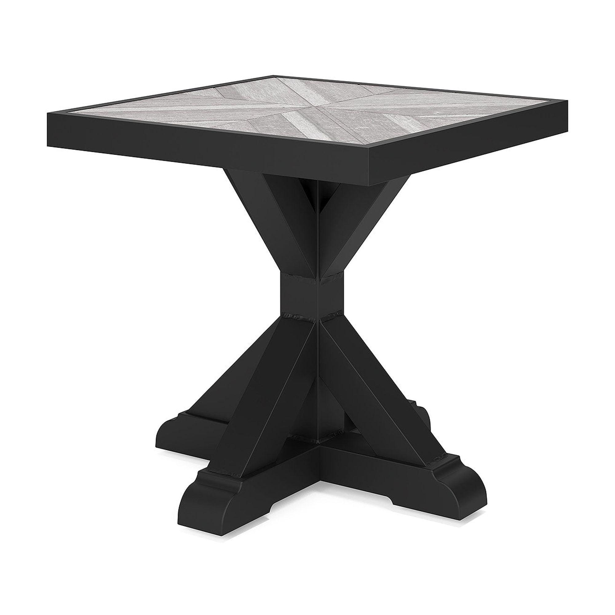 Signature Design by Ashley Beachcroft Farmhouse Outdoor End Table, Black/Light Gray