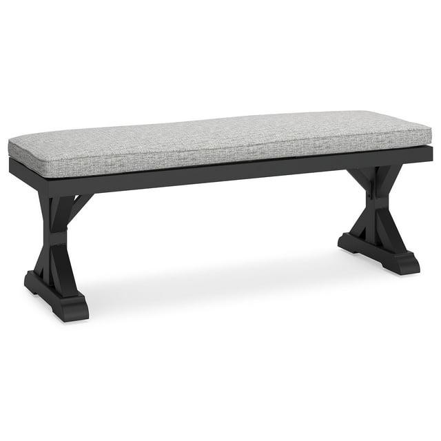 Signature Design by Ashley Beachcroft Outdoor Bench with Cushion, Black & Light Gray