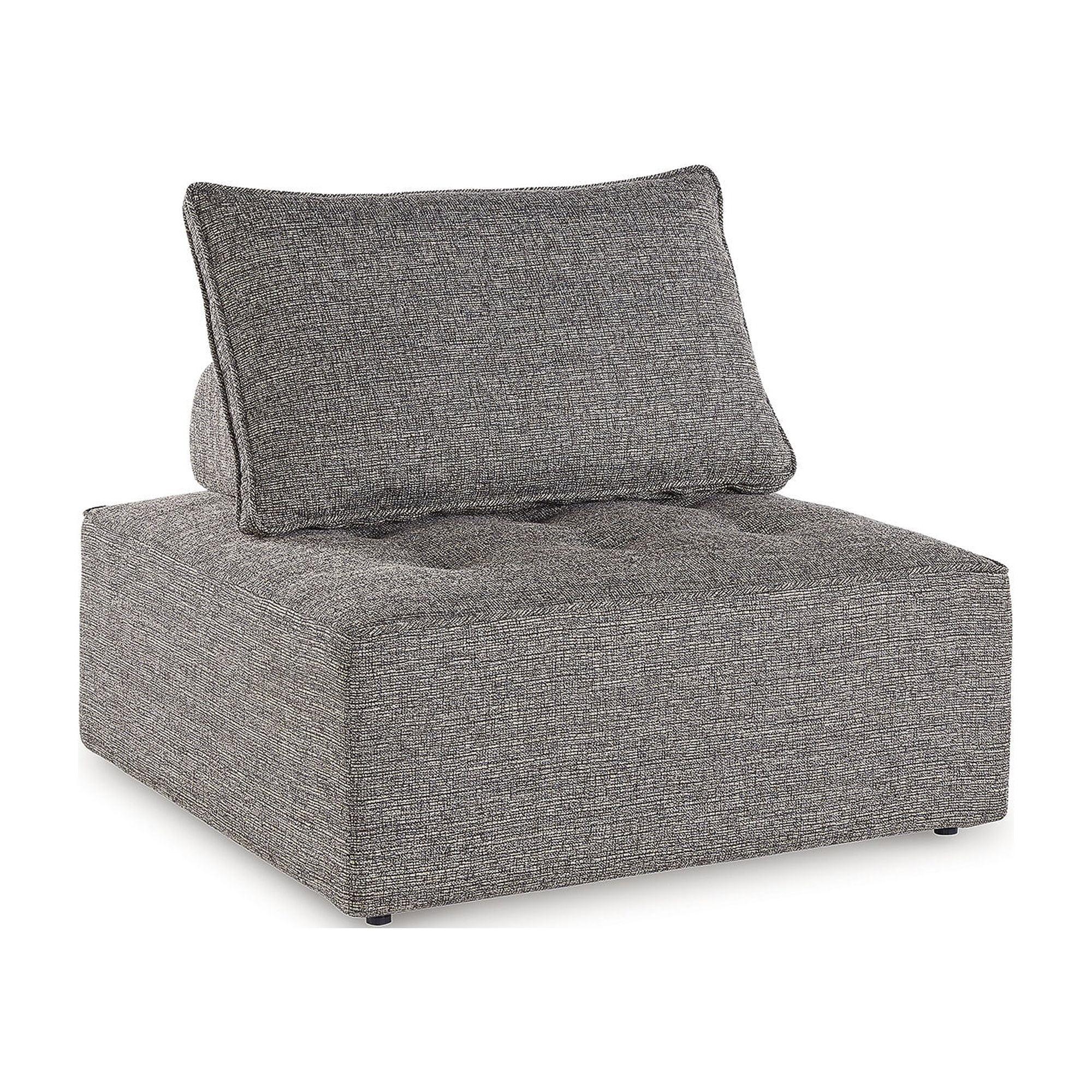 Gray Tufted Armless Outdoor Lounge Chair with Cushion