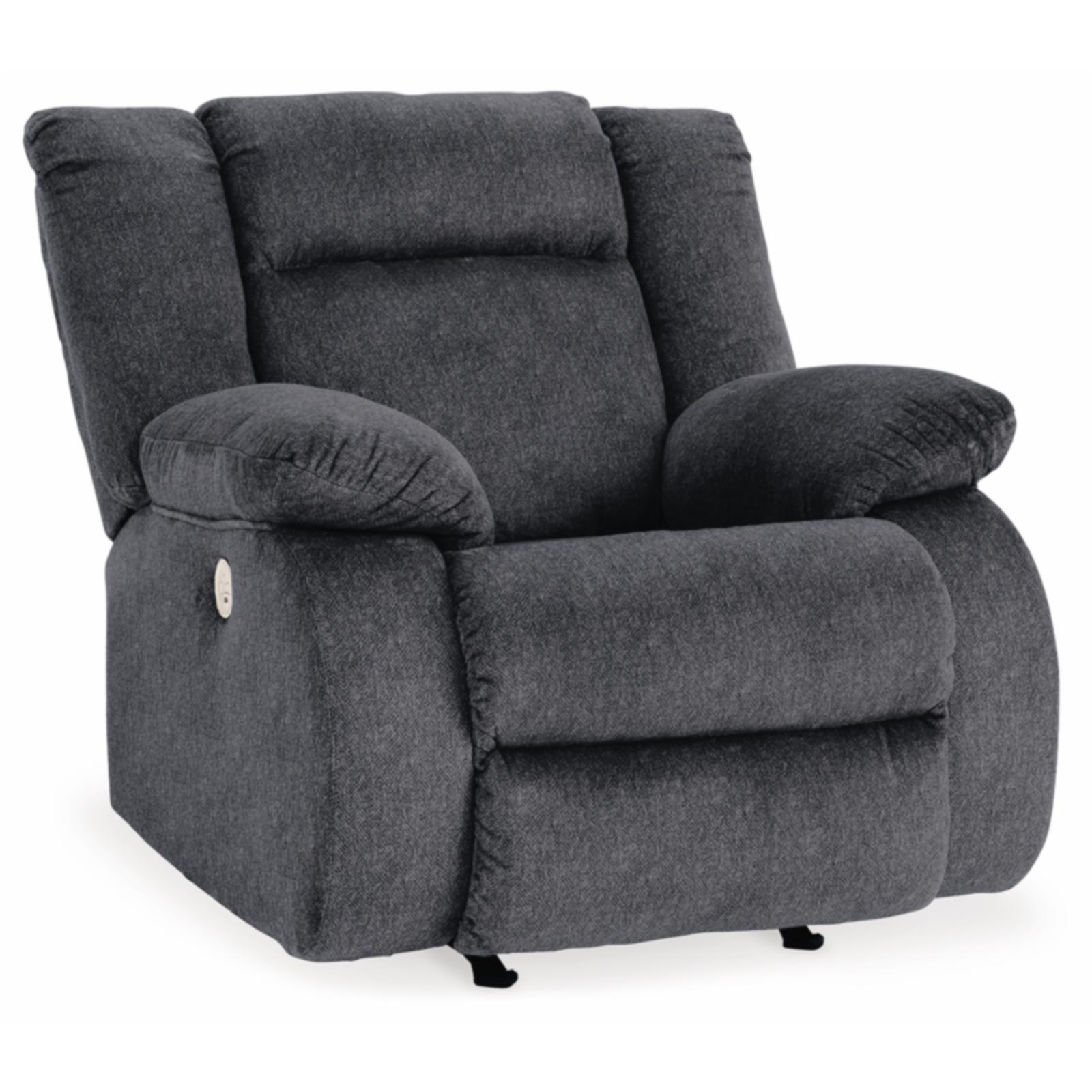 Gray Velvet Power Recliner with Metal Frame