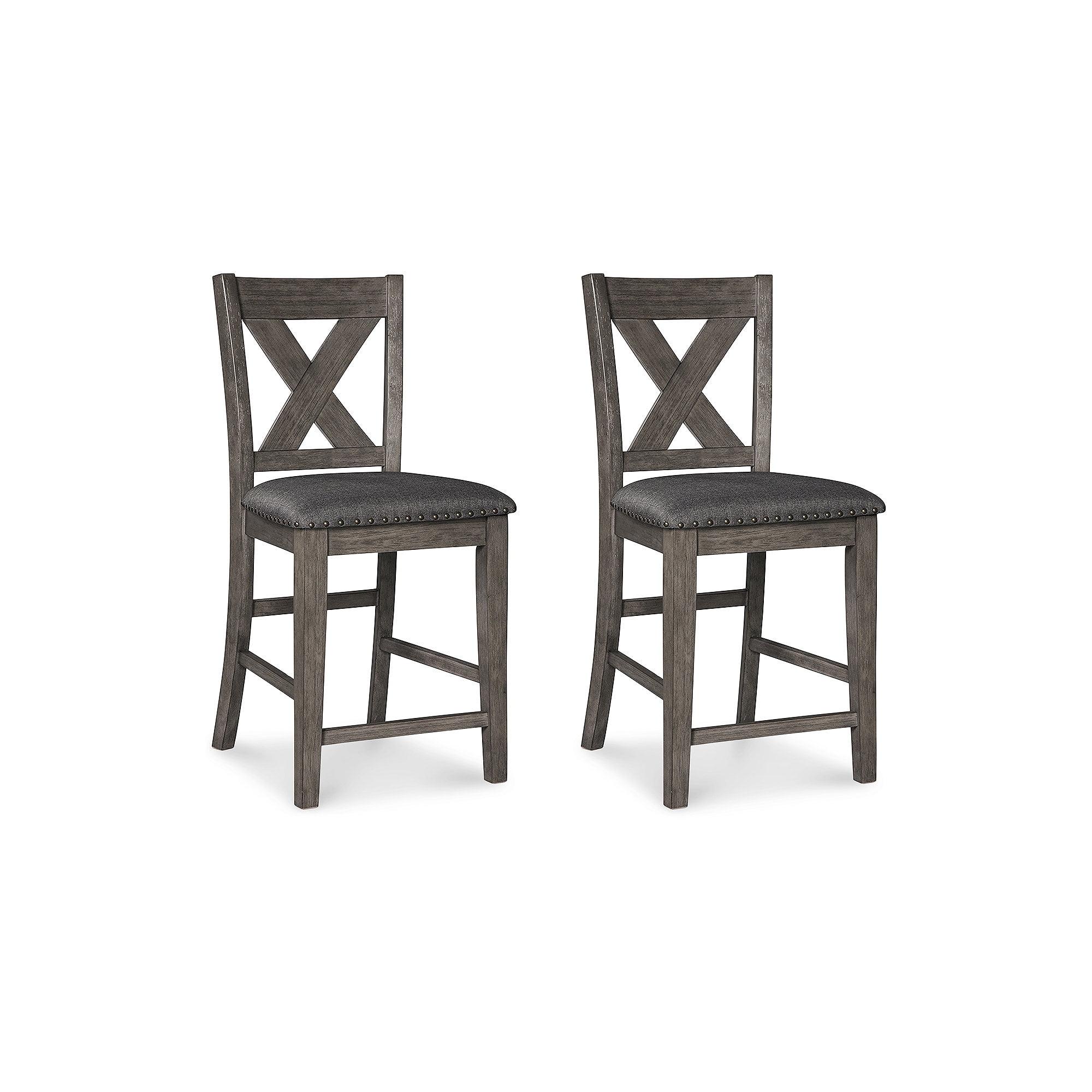 Signature Design By Ashley Caitbrook Rustic 24.63" Counter Height Upholstered Barstool, Set Of 2, Gray