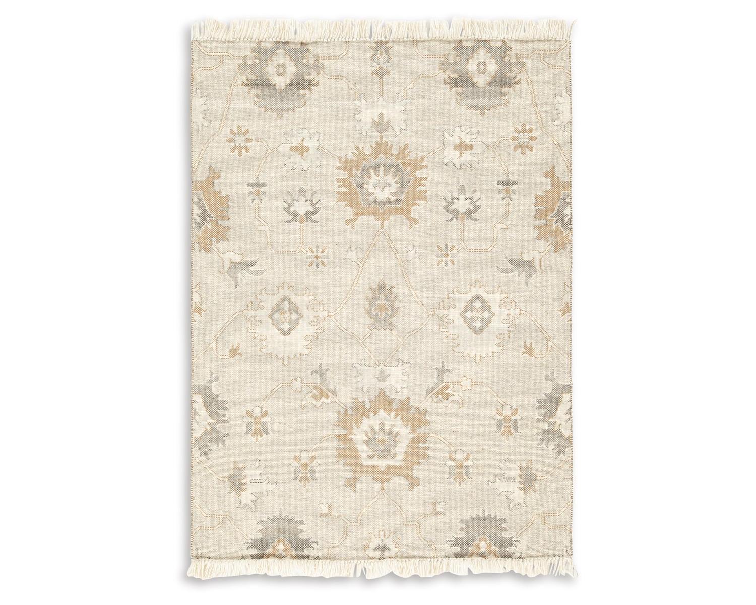 Handmade Gray and Caramel Floral Wool 5' x 7' Rug