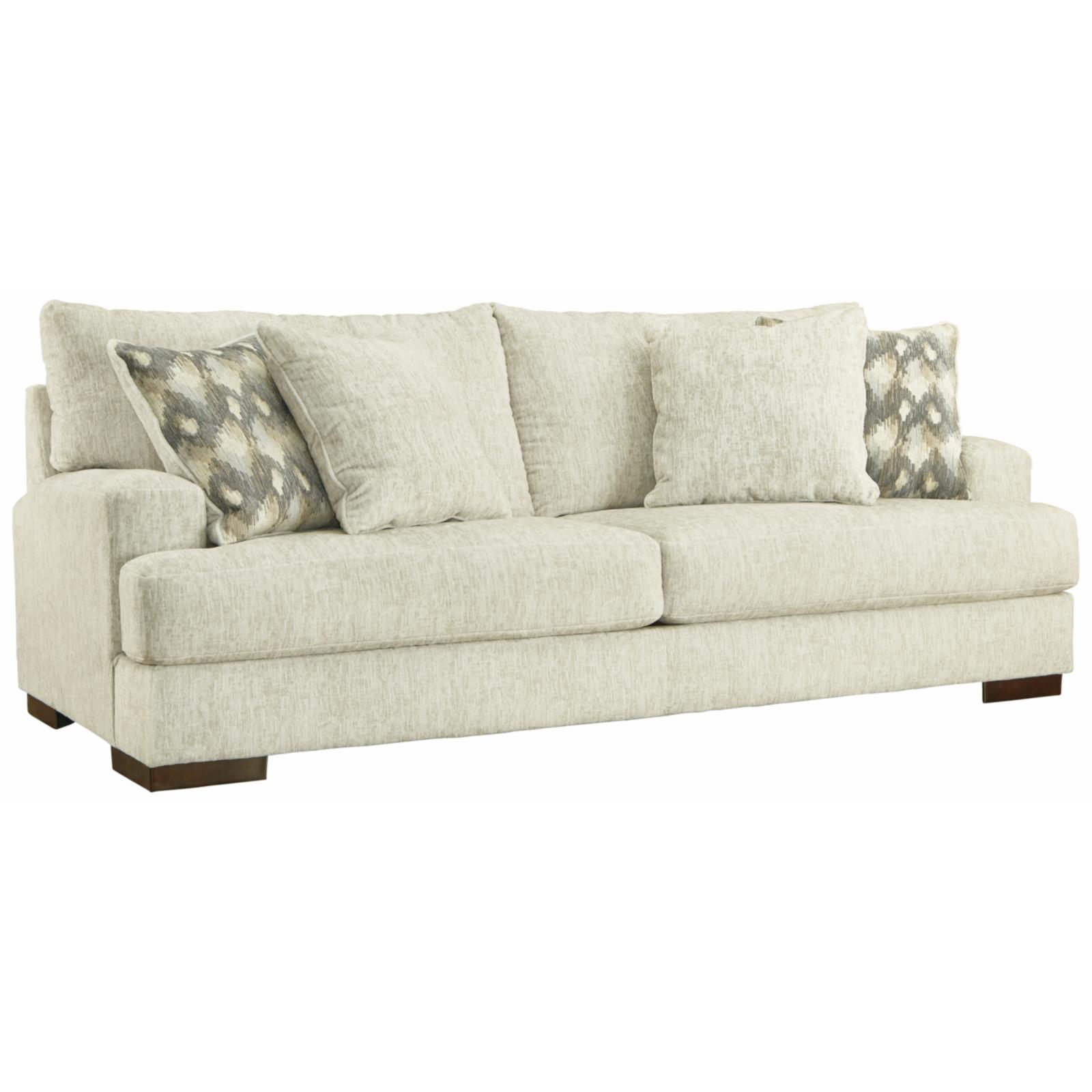 Beige Microfiber 94'' Track Arm Sofa with Removable Cushions