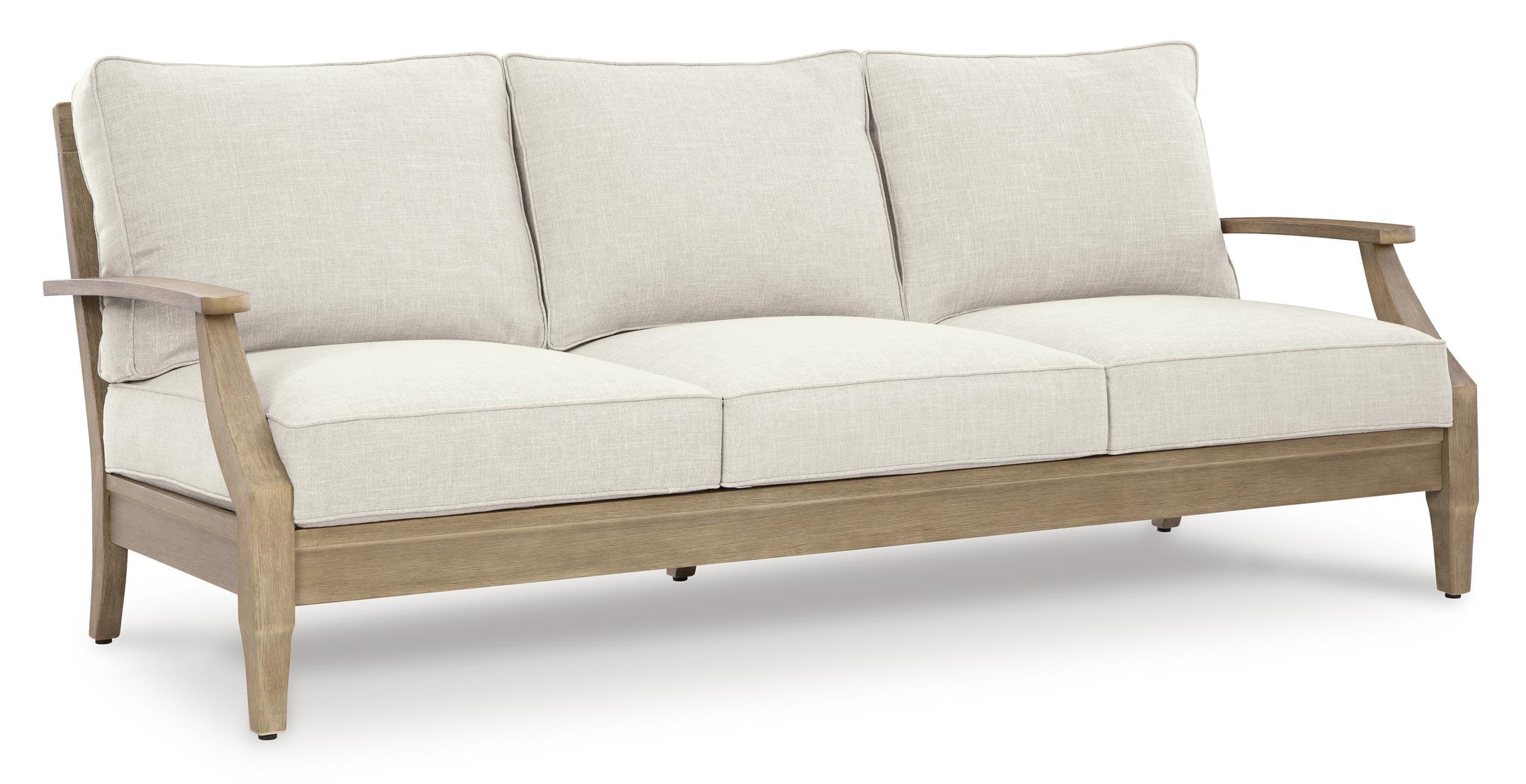 Signature Design by Ashley Carter Hall Outdoor Eucalyptus Patio Sofa in Beige