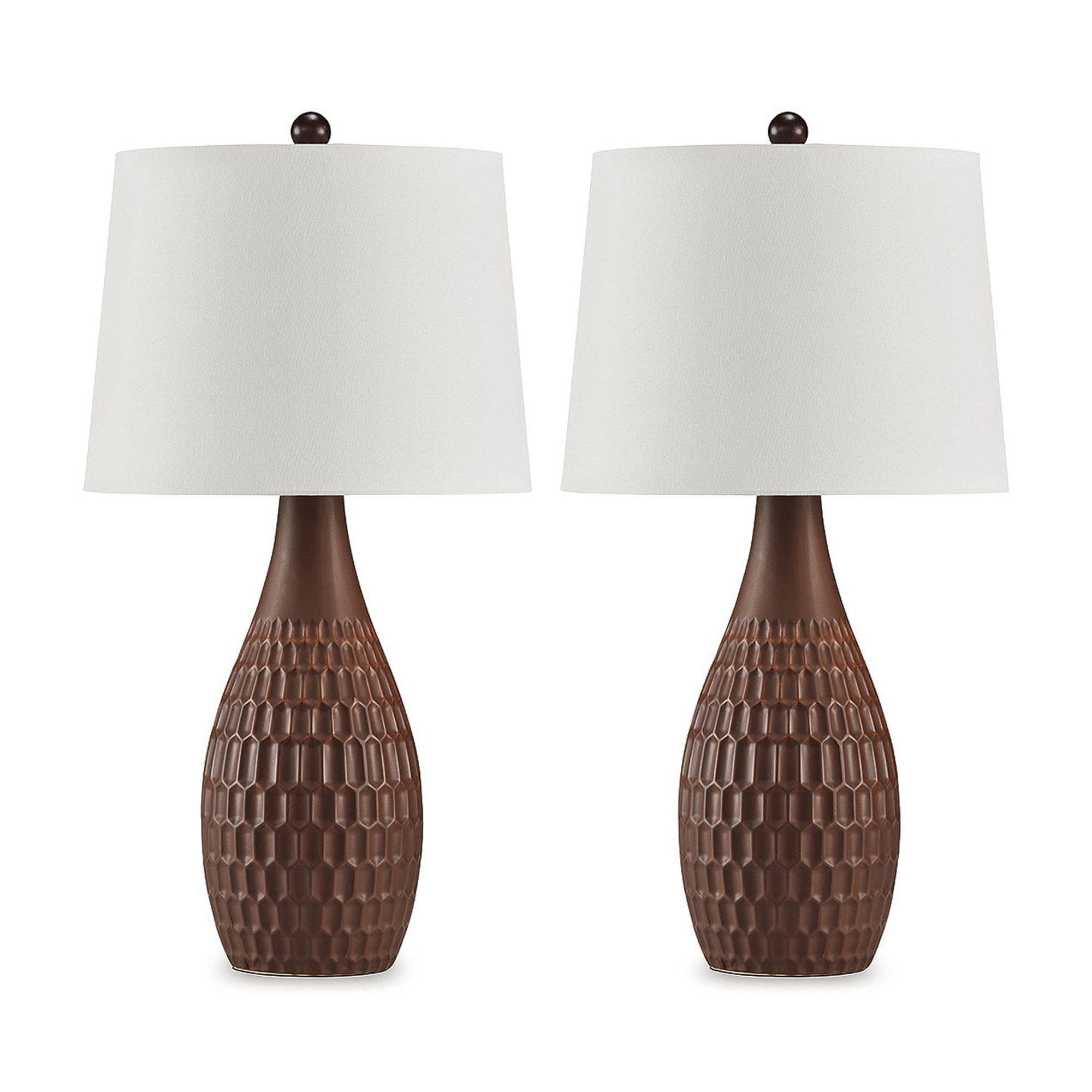 Cartford Reddish Brown Ceramic Table Lamp Set with 3-Way Switch