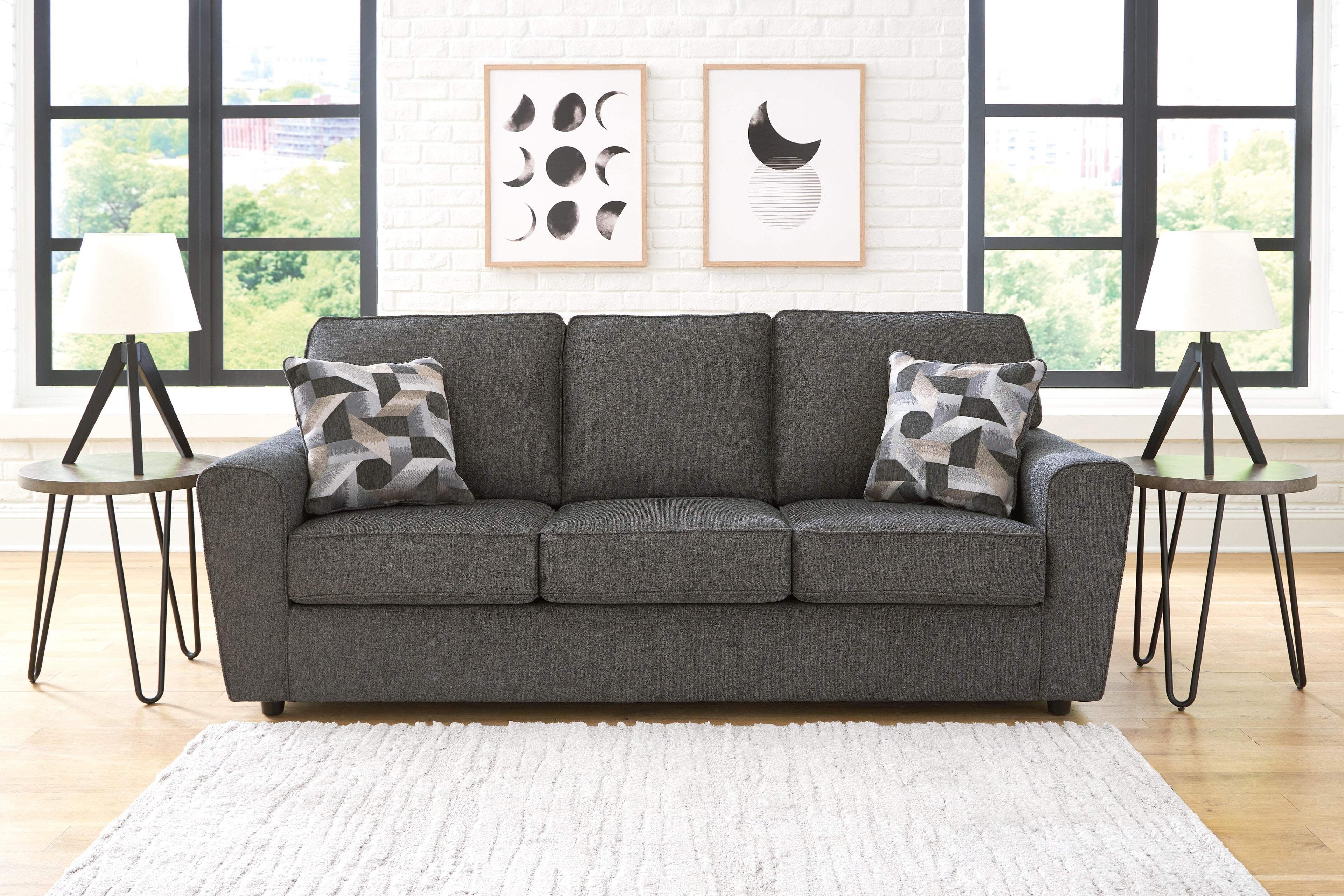 Signature Design by Ashley Cascilla Contemporary Fabric & Wood Loveseat in Gray
