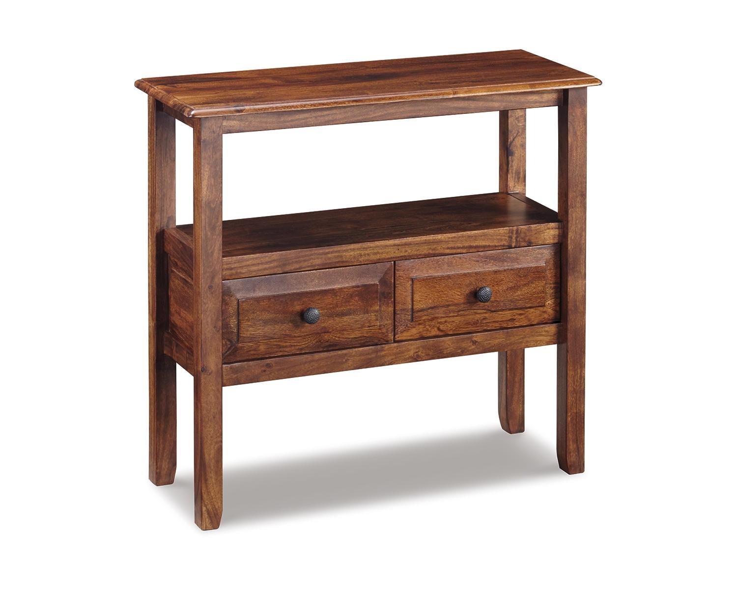 Abbonto Warm Brown Solid Acacia Wood 2-Drawer Console Table