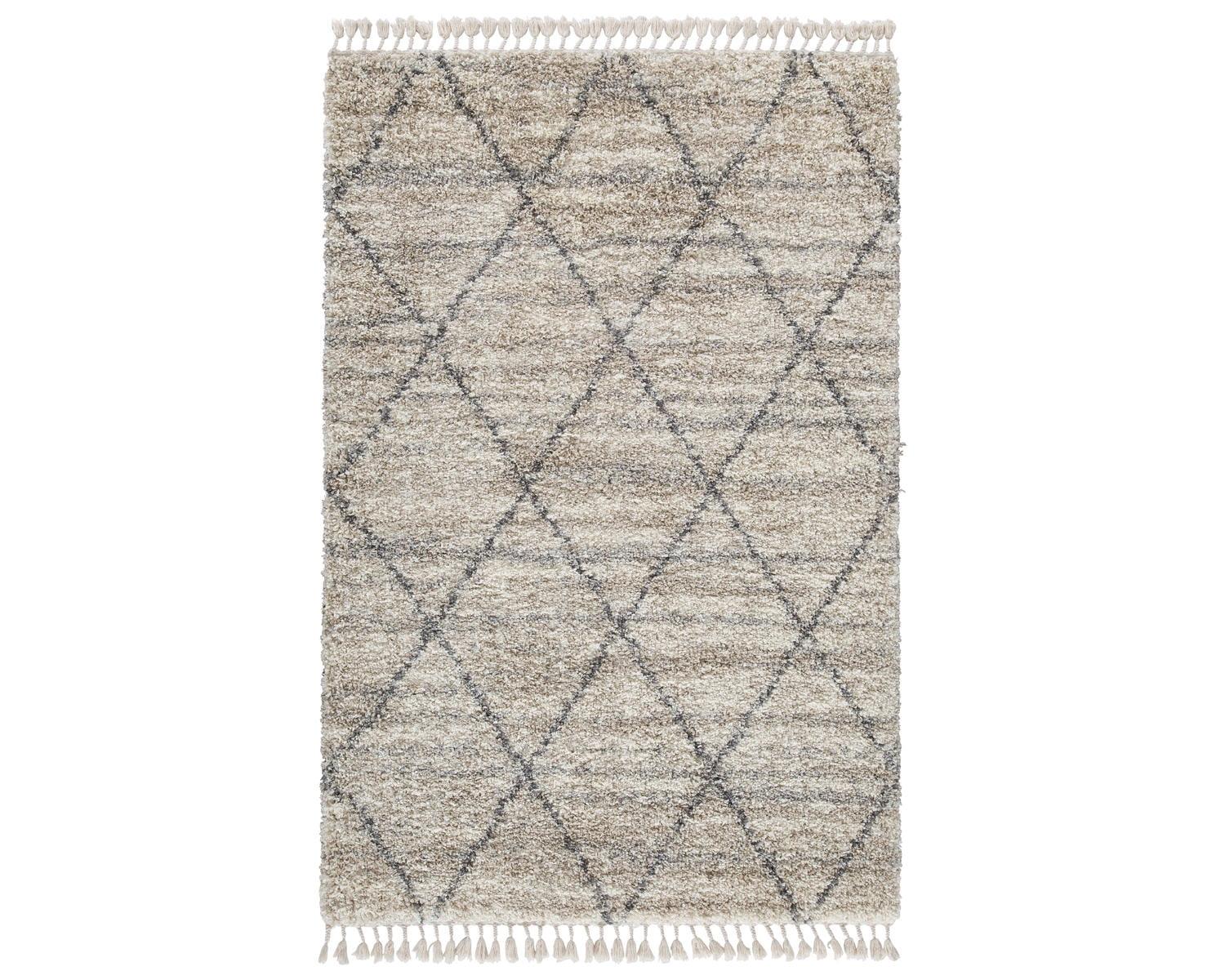 Gray and Beige Braided Diamond Pattern 5' x 7' Rug